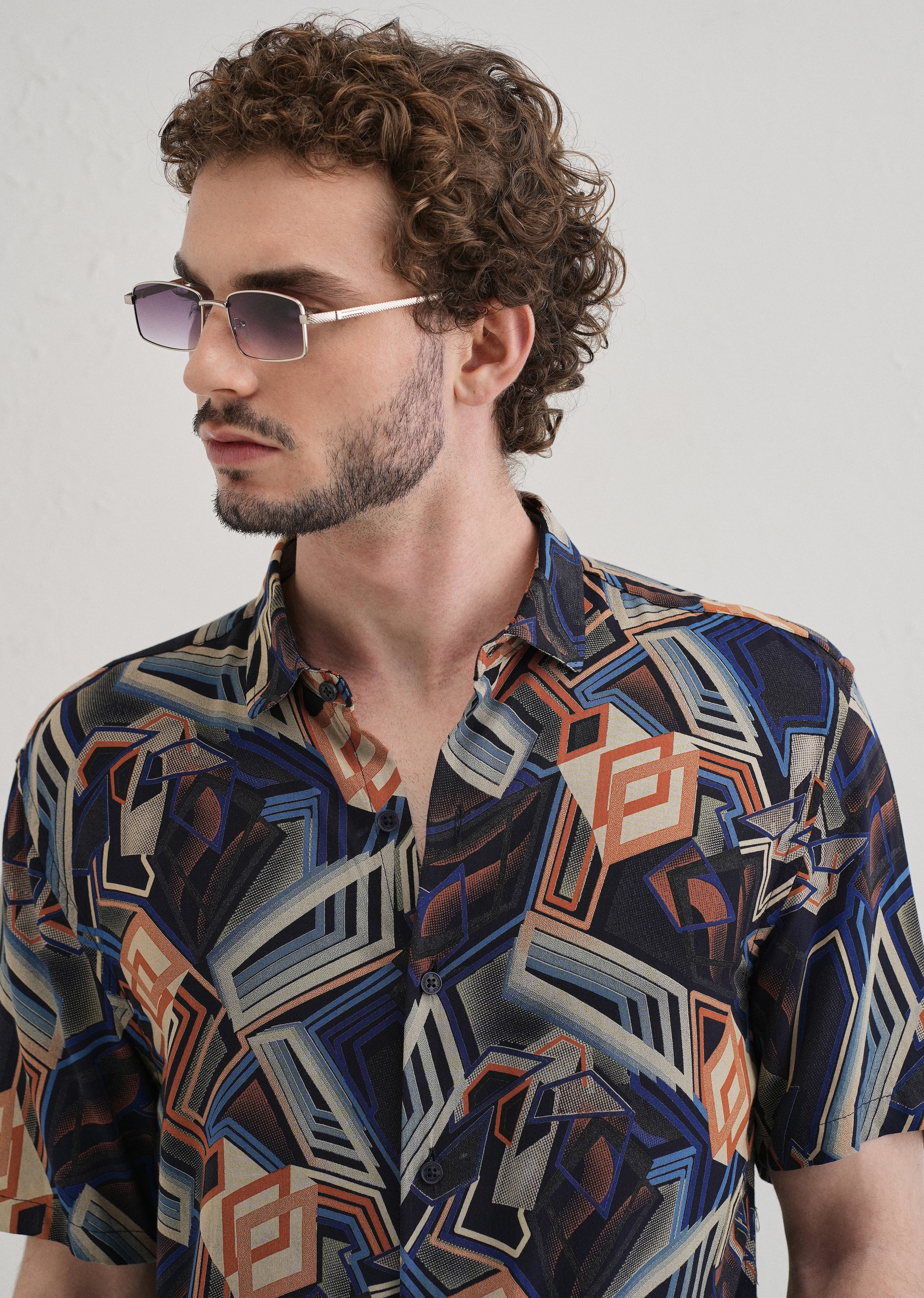 Geometric Blue Feather shirt - Image 5