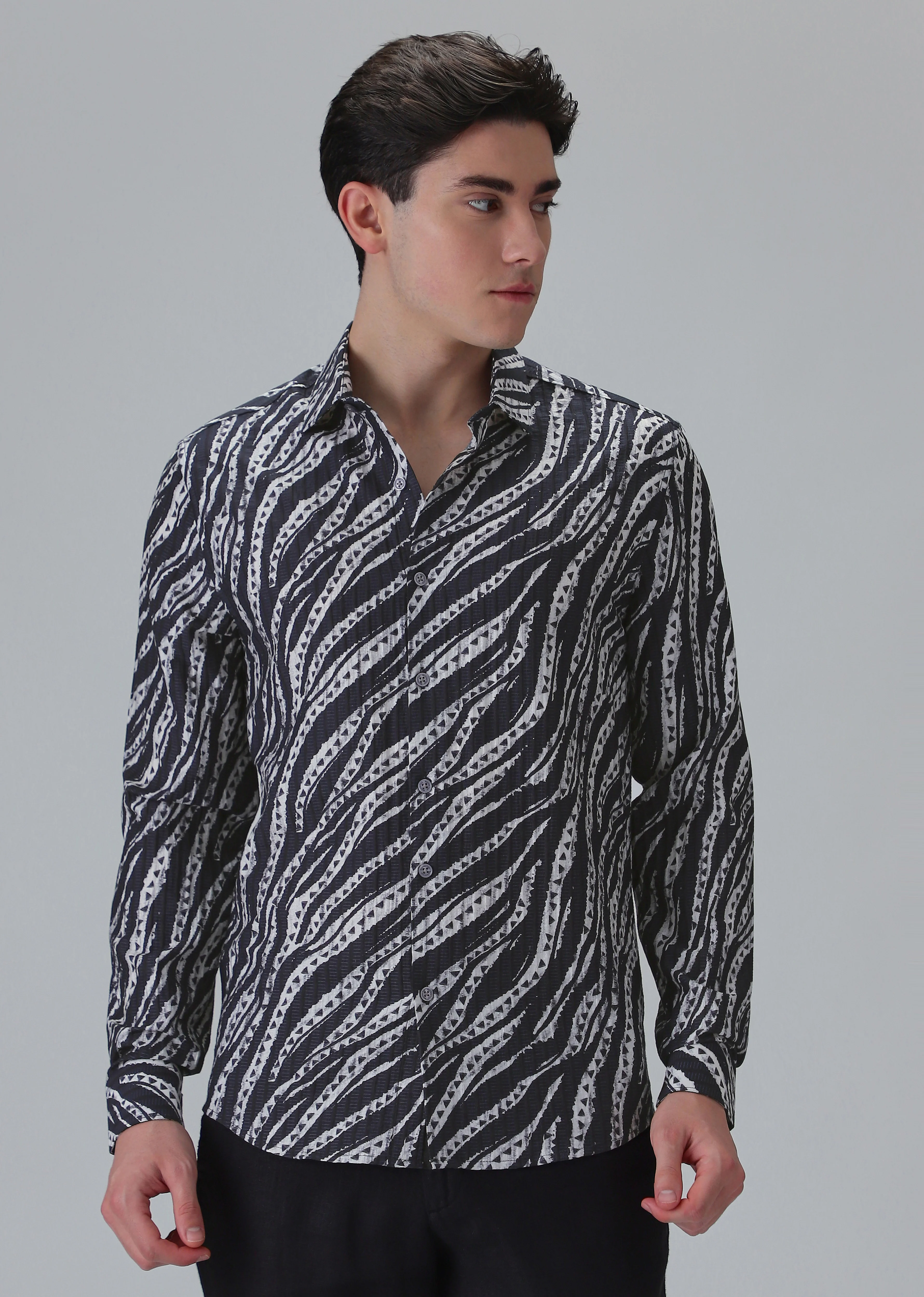 Abstract Fusion Black Printed Shirt - Image 3
