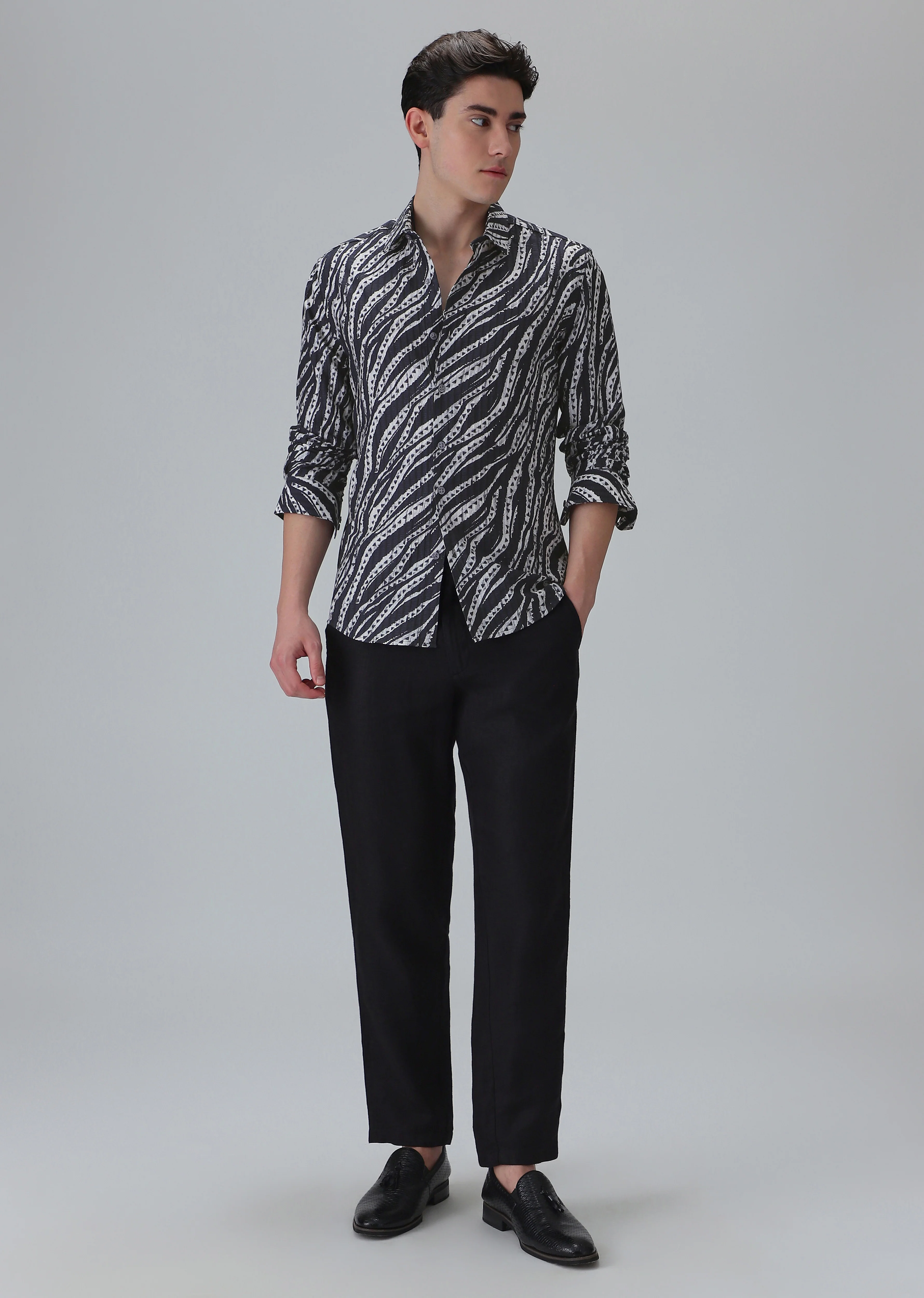 Abstract Fusion Black Printed Shirt - Image 6