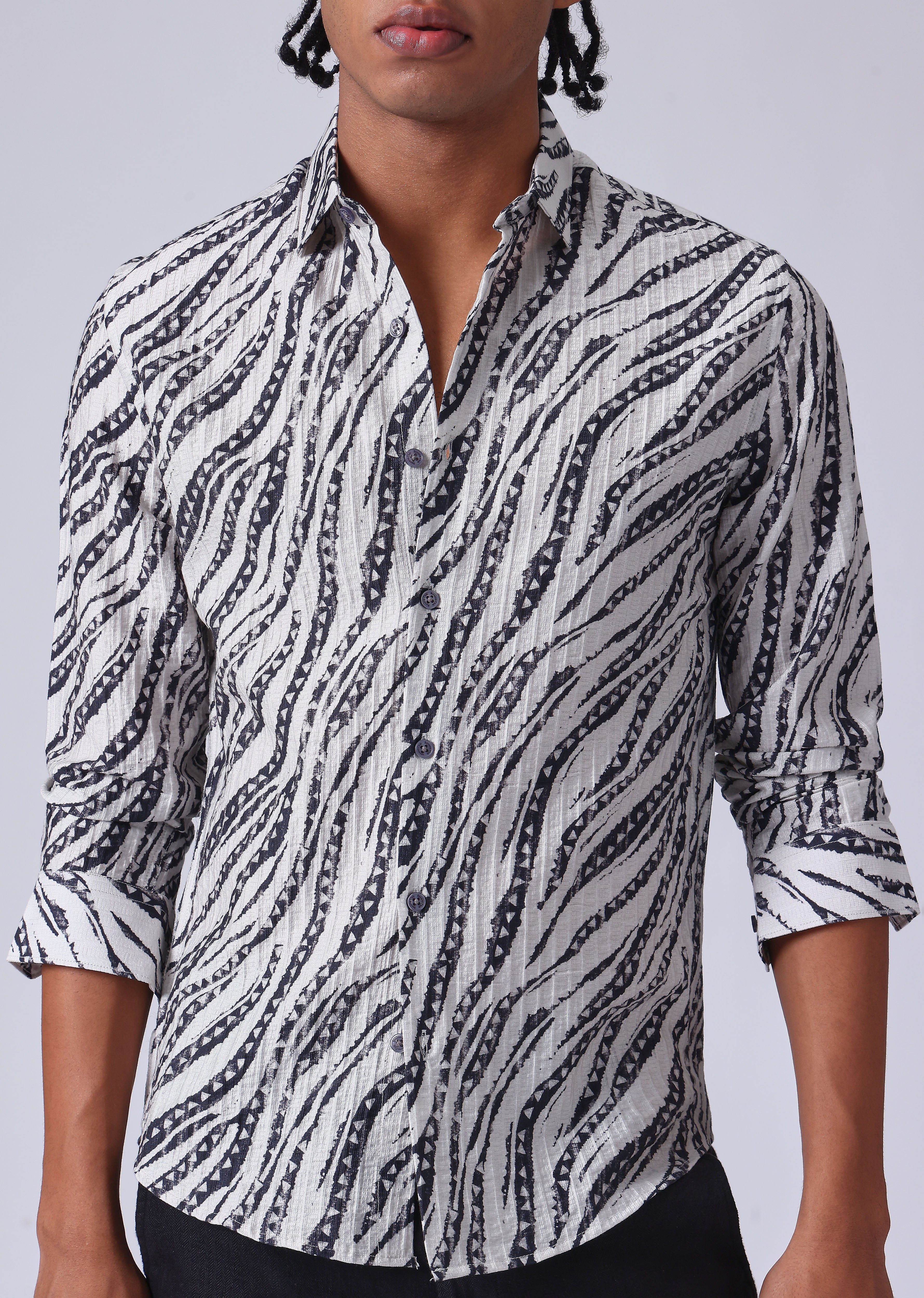Geometric Fusion White Printed shirt - Image 7