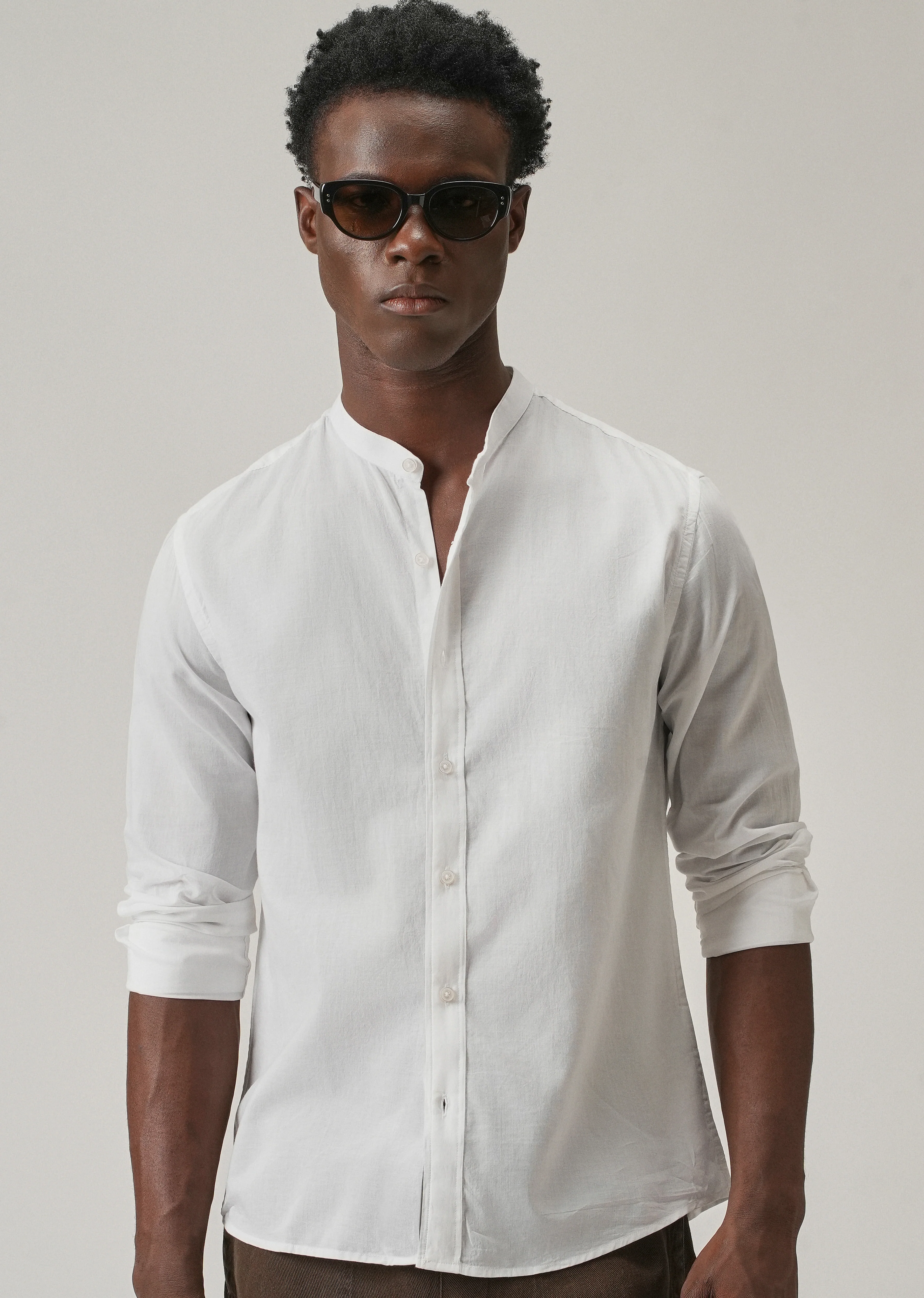 Glaze White Plain Cotton Shirt - Image 7