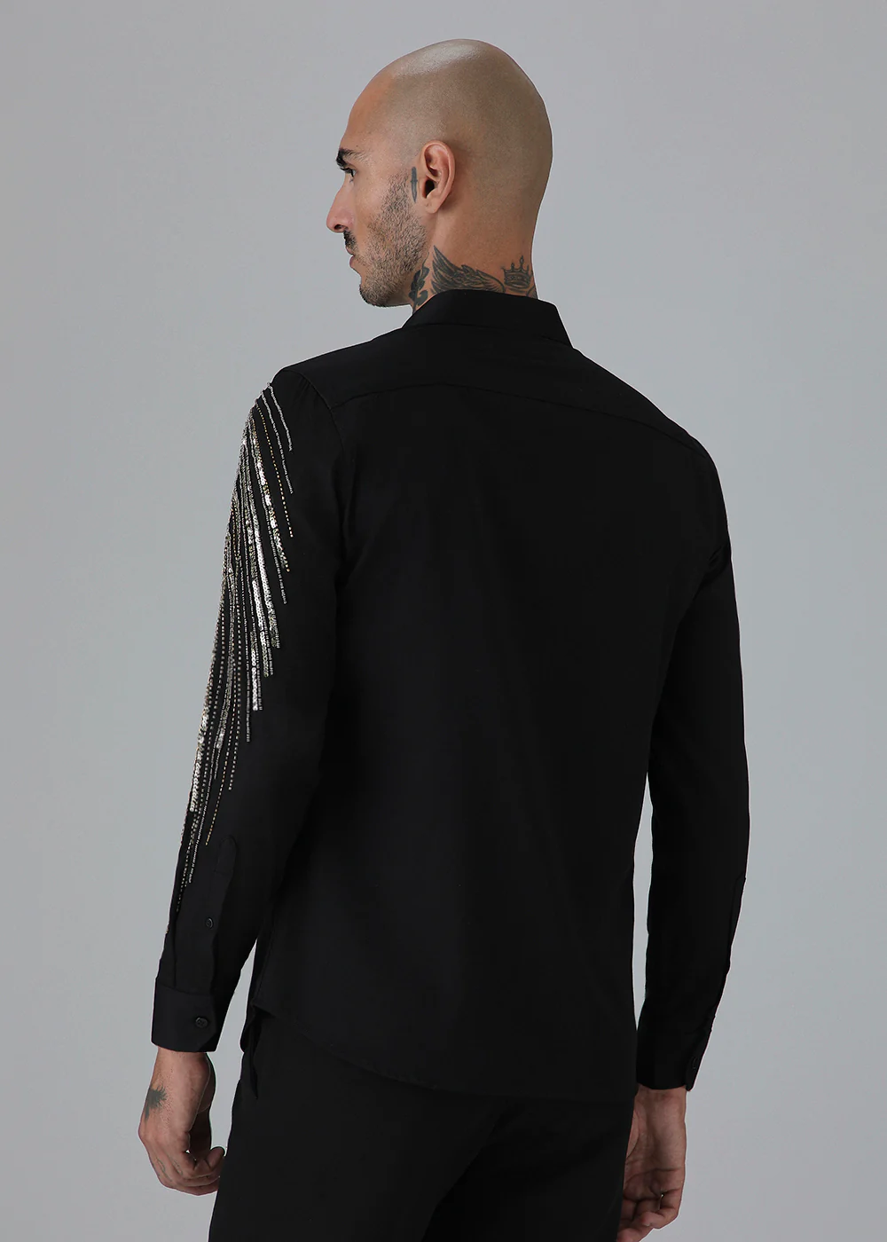 Gold Eagle Black Embellished Designer Shirt - Image 4