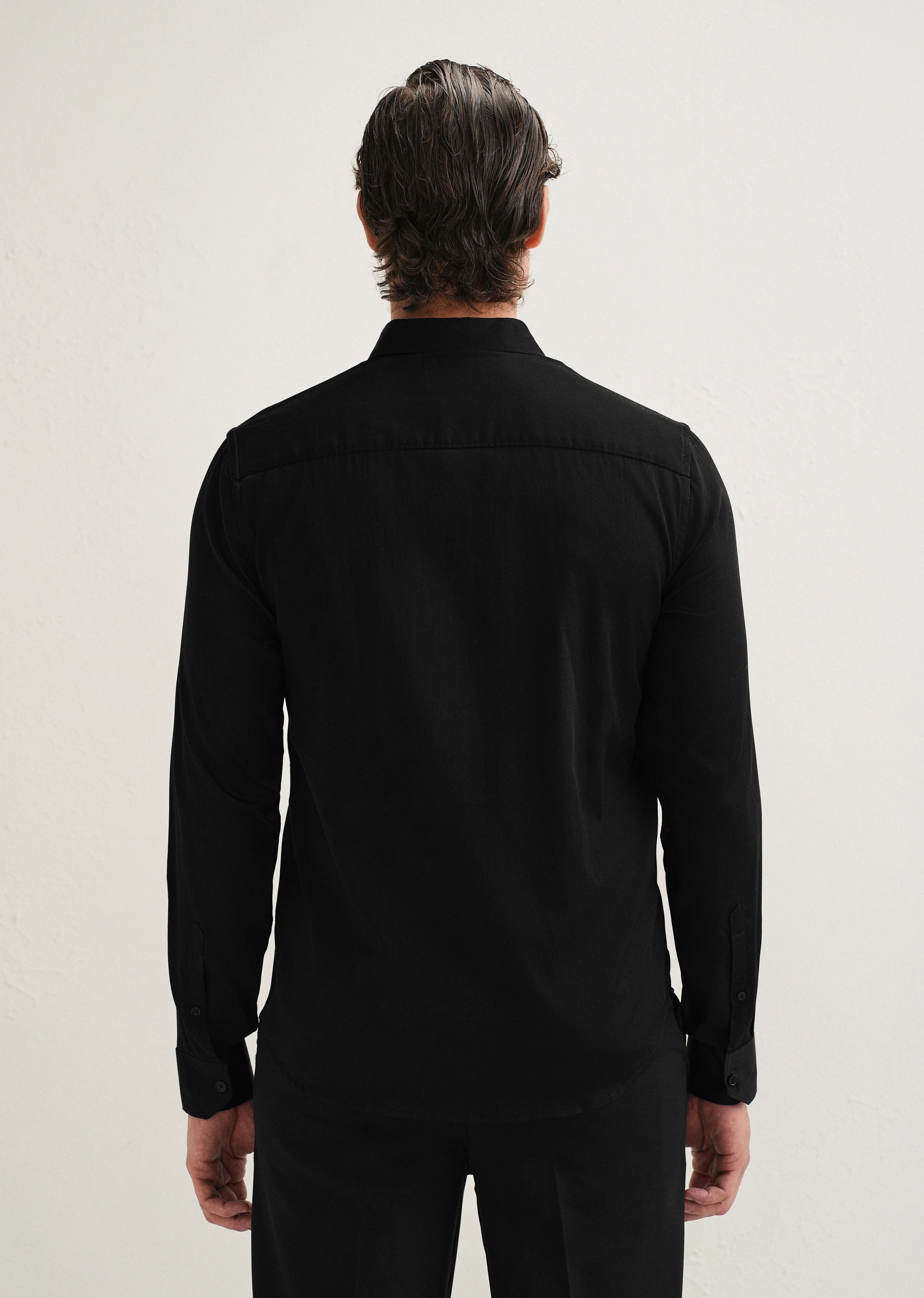 Gold Embellished Collar Black Designer Shirt - Image 4