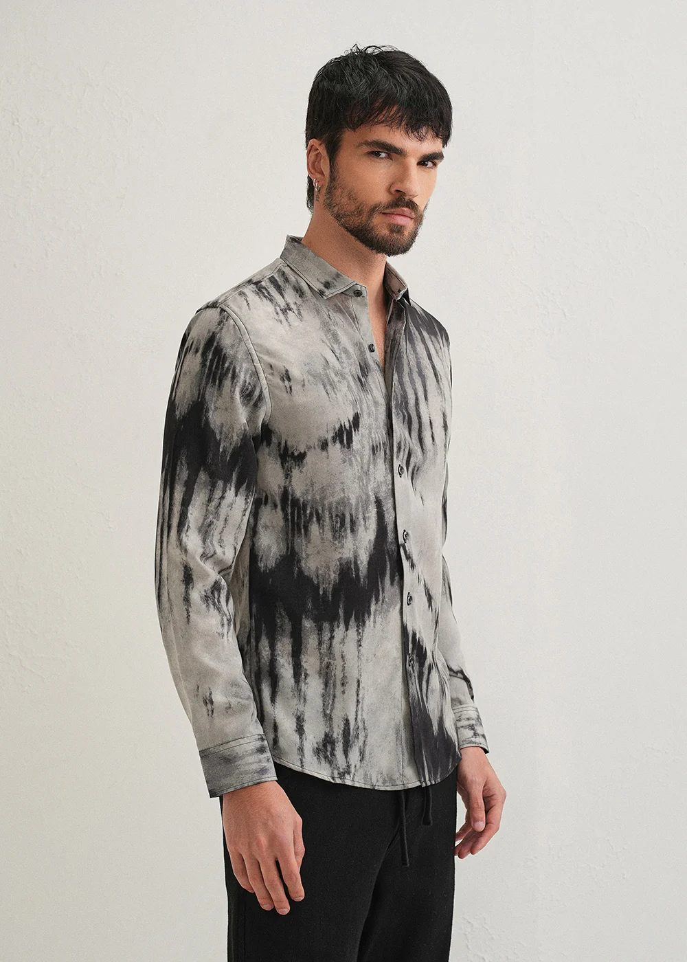 Gradient Grey Abstract Printed Shirt - Image 4