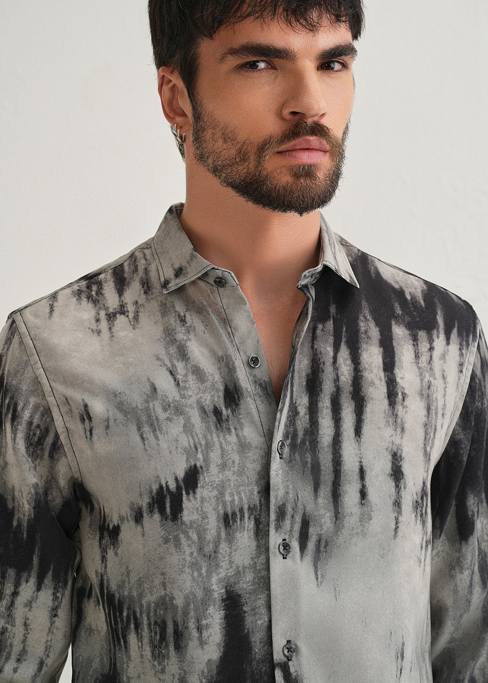 Gradient Grey Abstract Printed Shirt - Image 5
