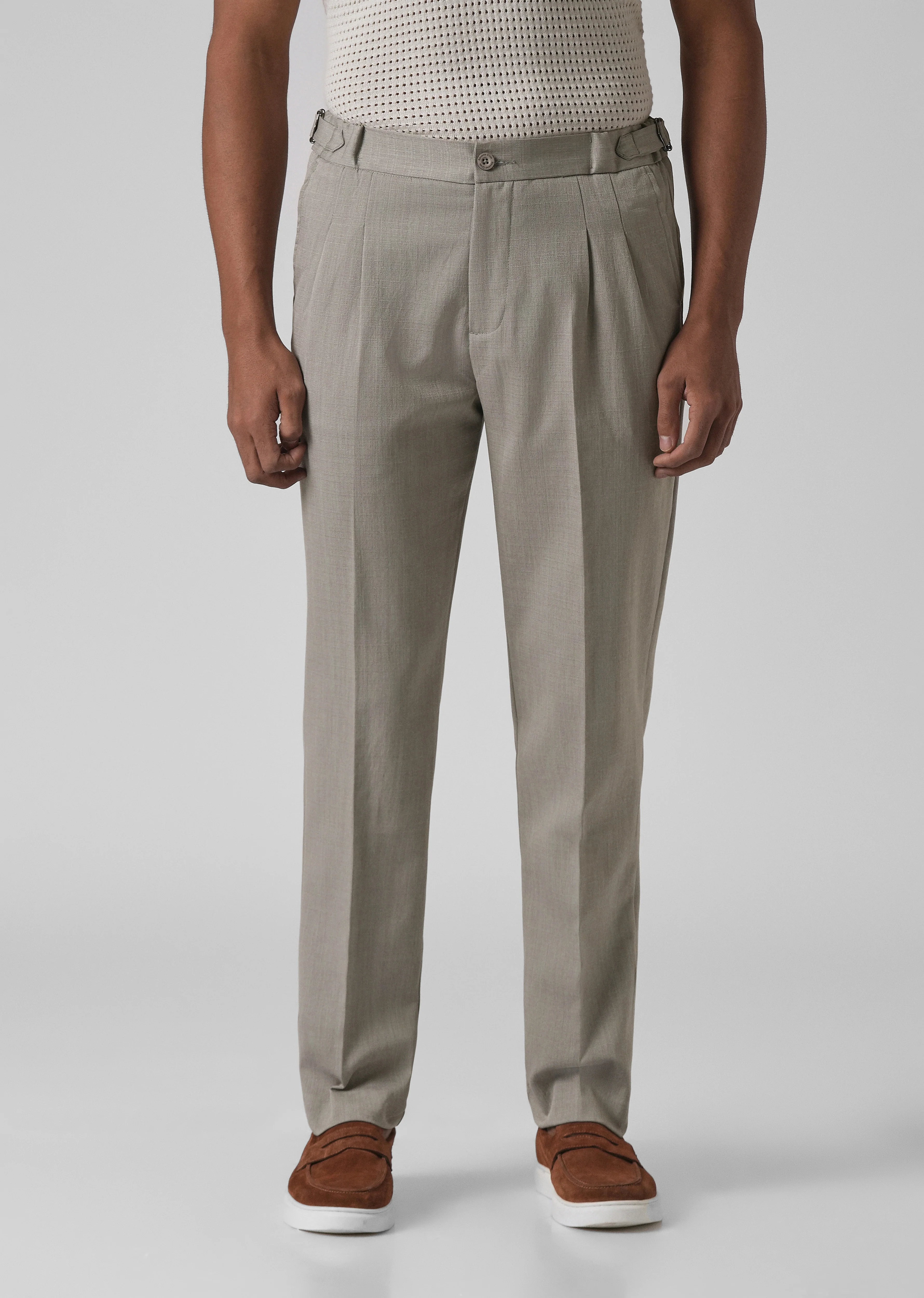 Gray Pleated Gurkha Pant - Image 3