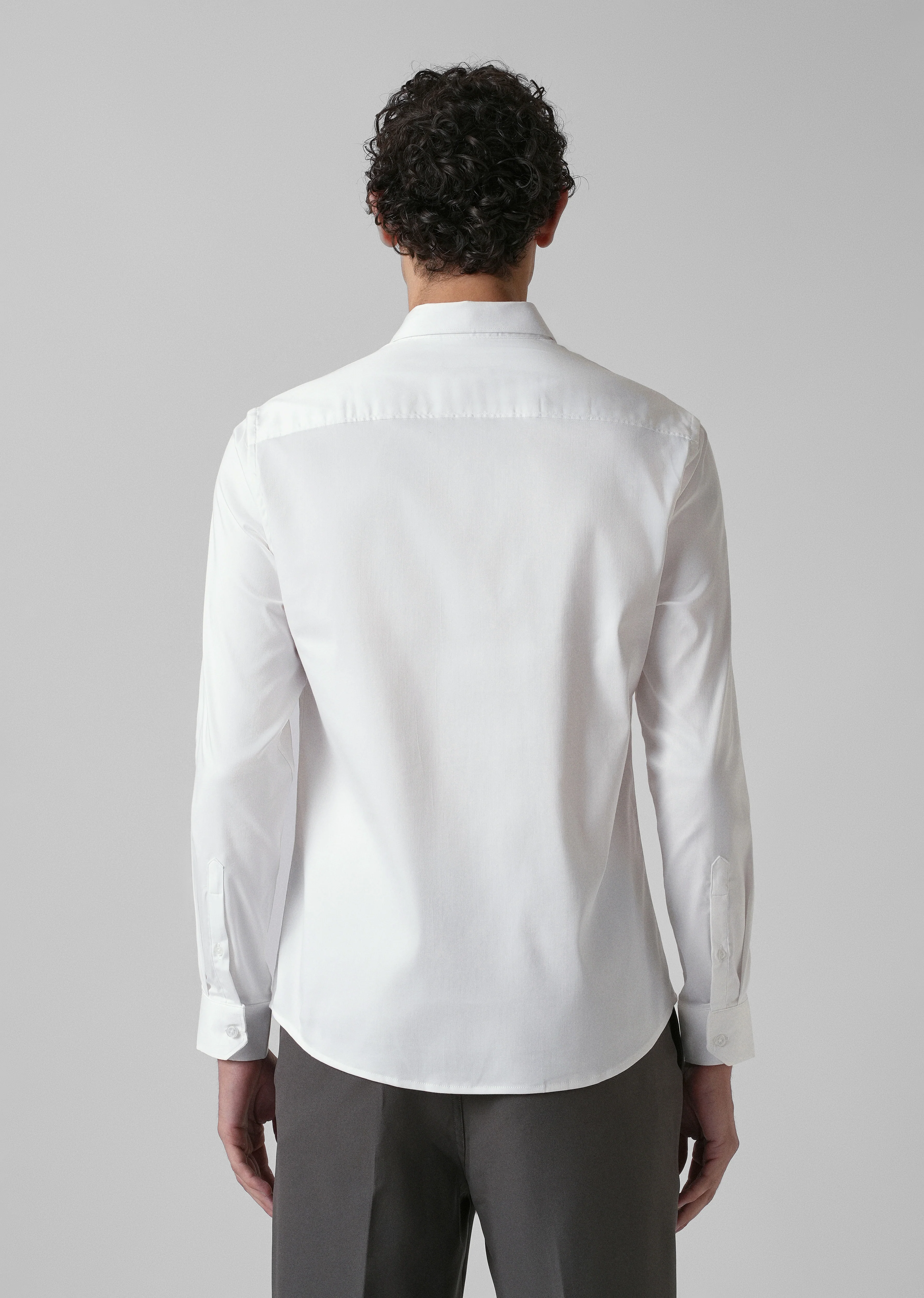 Greek White Plain Satin Shirt - Image 2