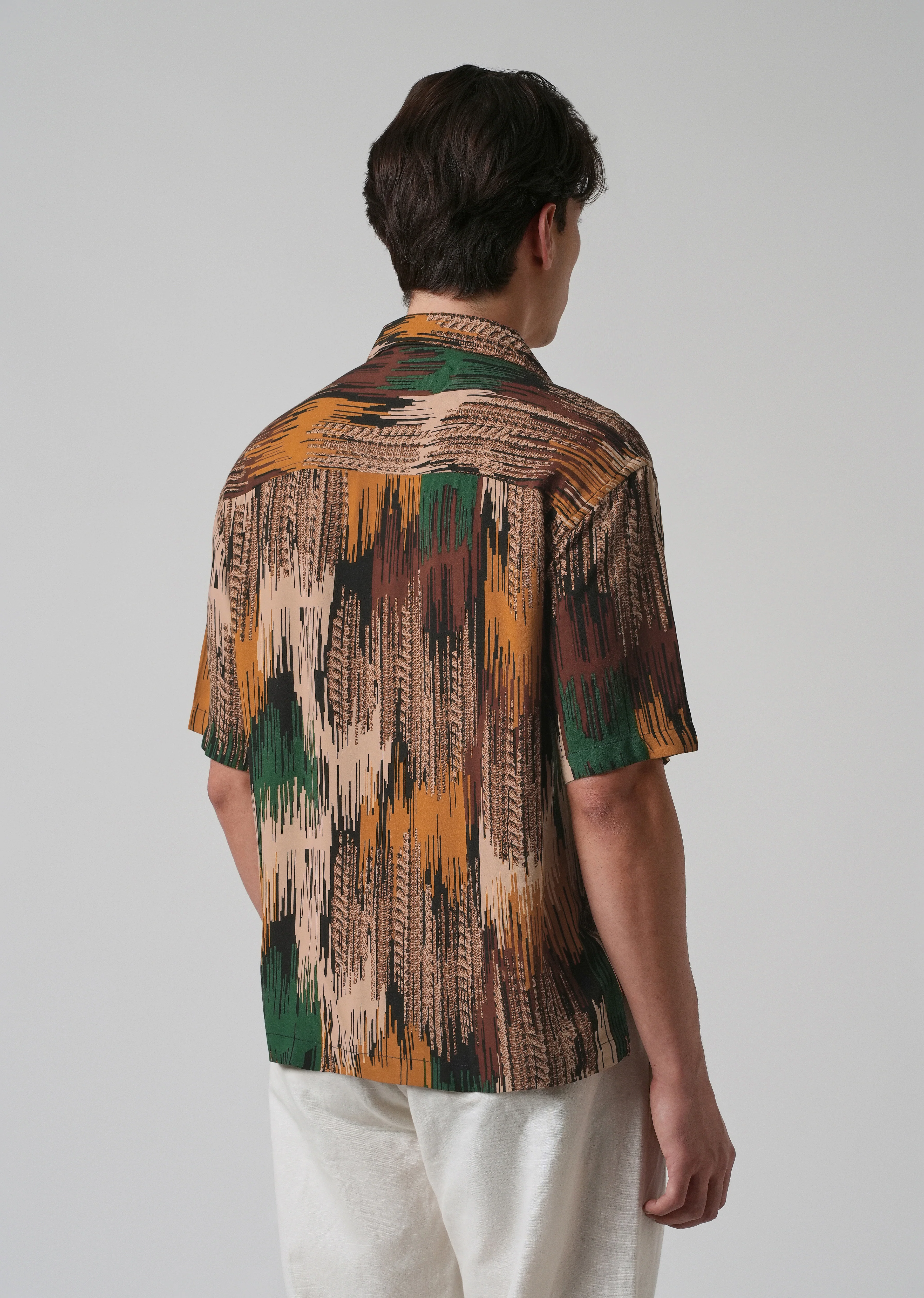 Green Abstract Brushstroke Oversized Feather Shirt - Image 2