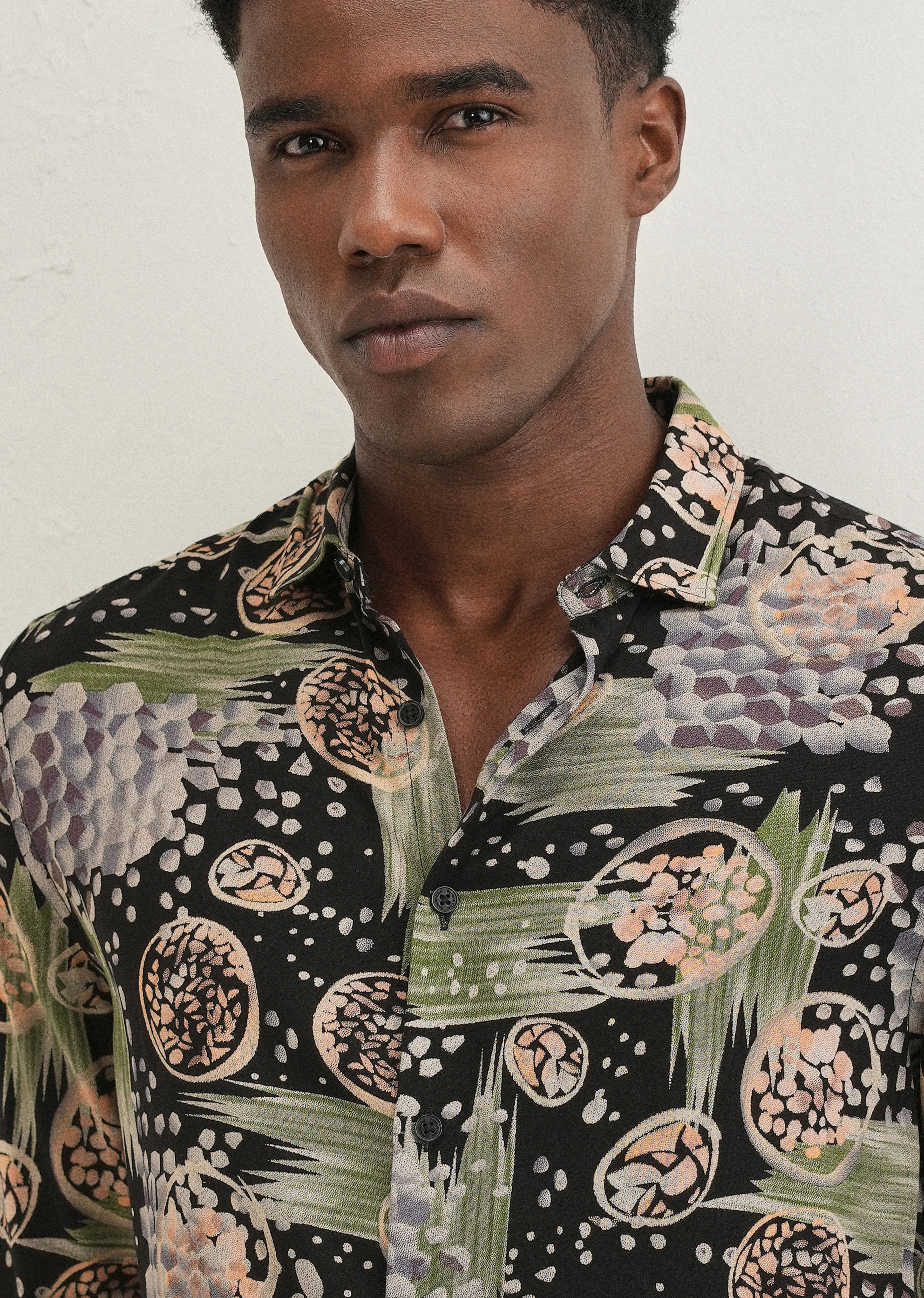 Green Abstract Feather Shirt - Image 2