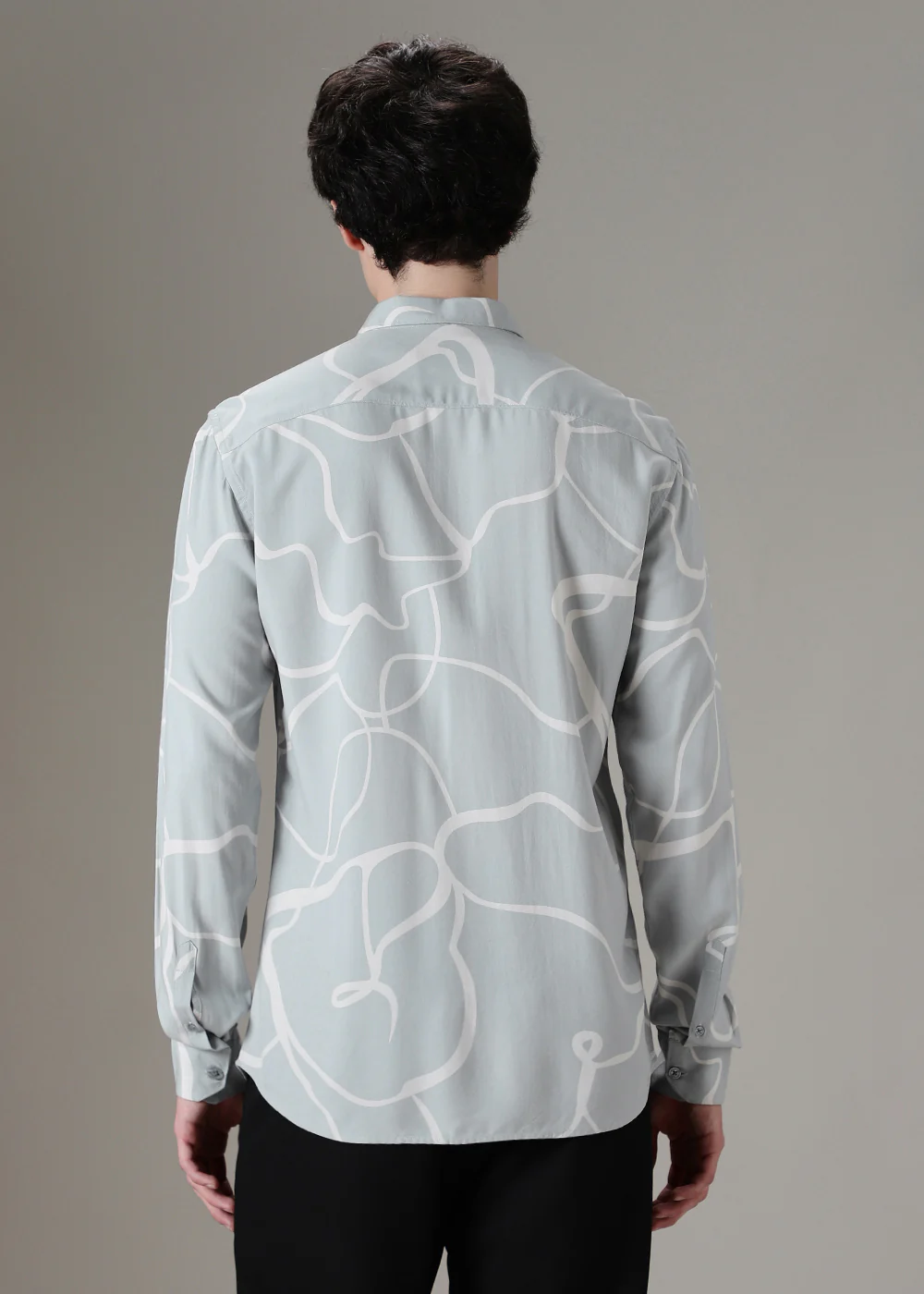 Green Abstract Line Printed Shirt - Image 4