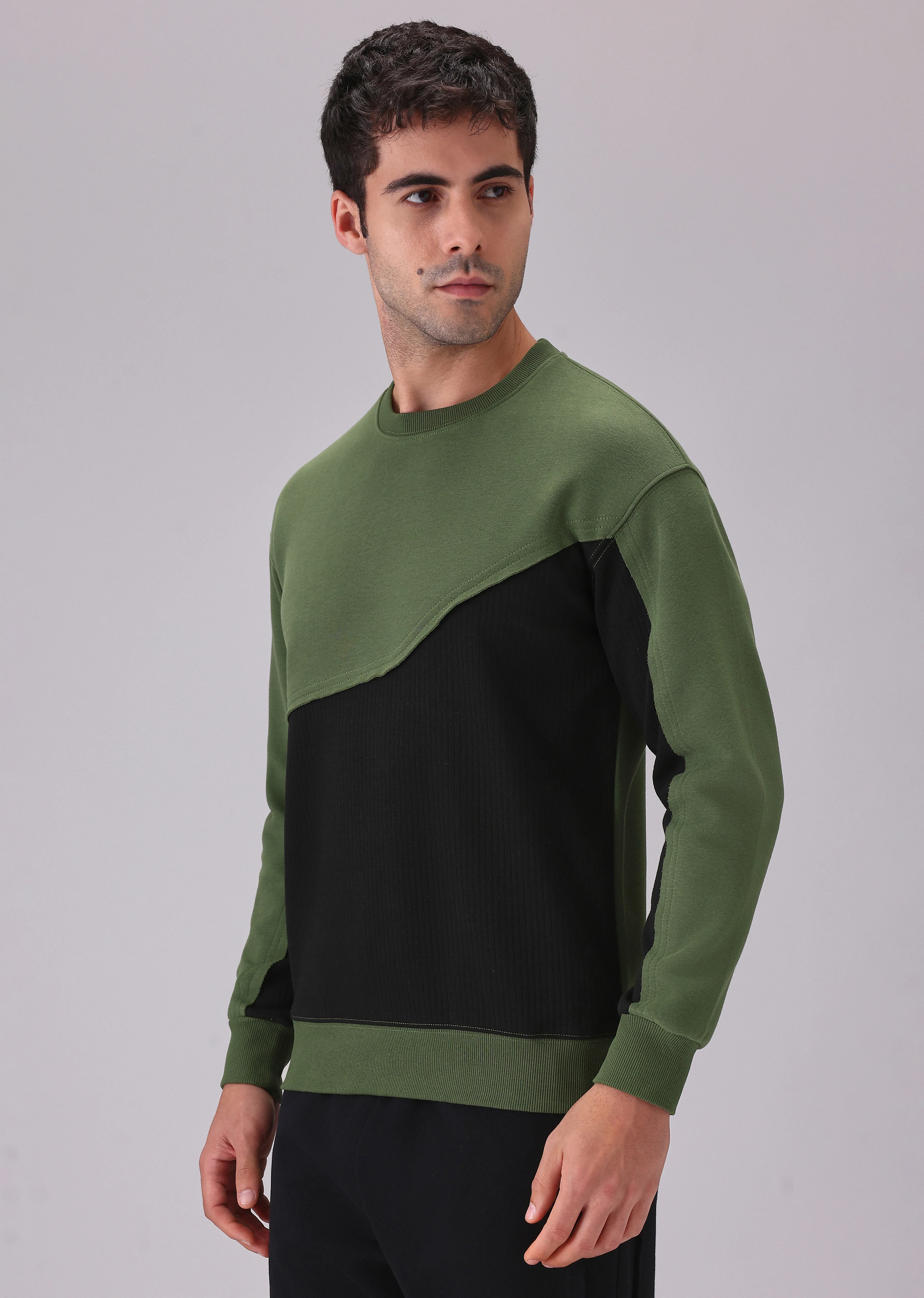 Green Black Colorblock Sweatshirt - Image 4