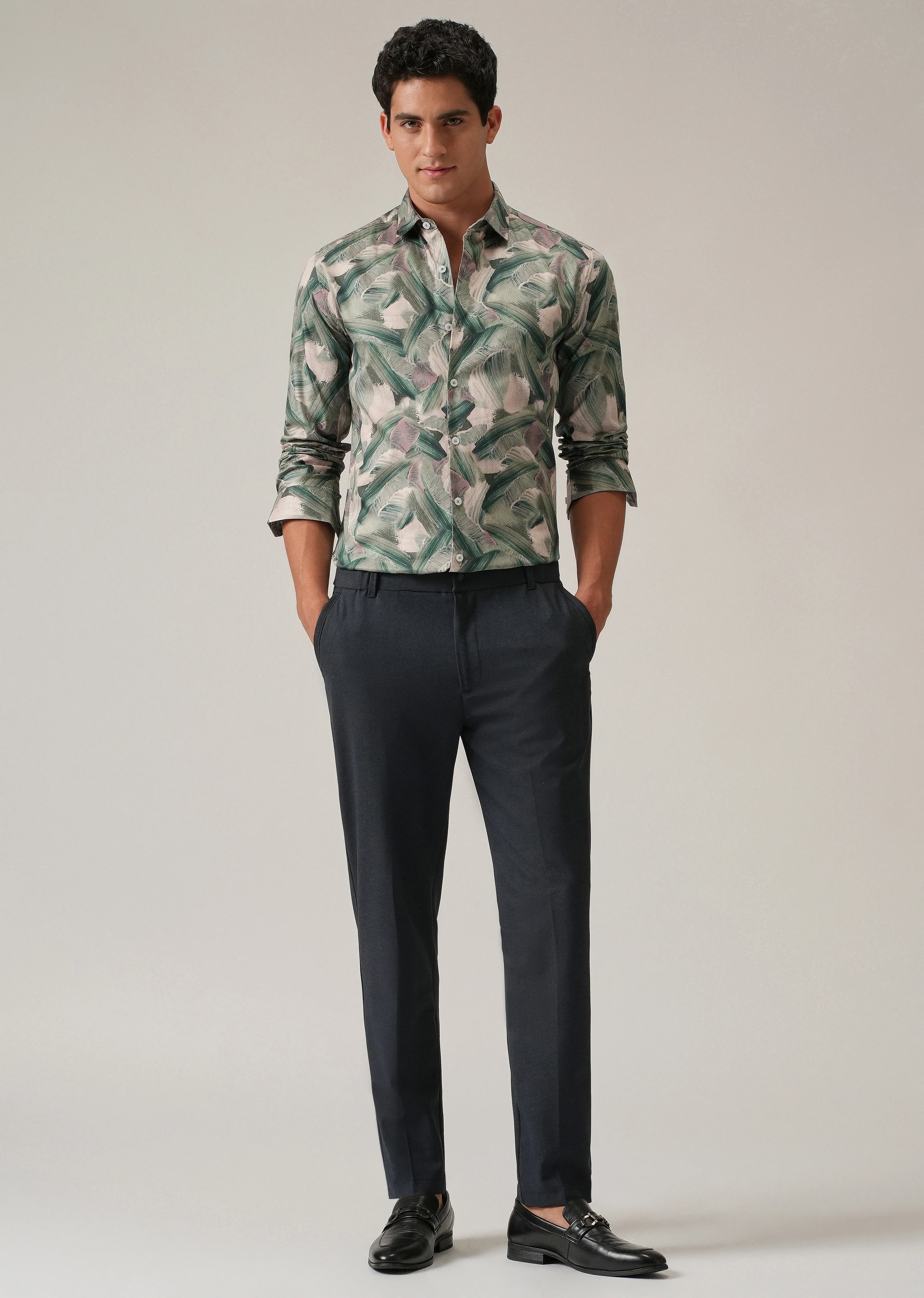 Green Brushstroke Abstract Print Shirt - Image 6