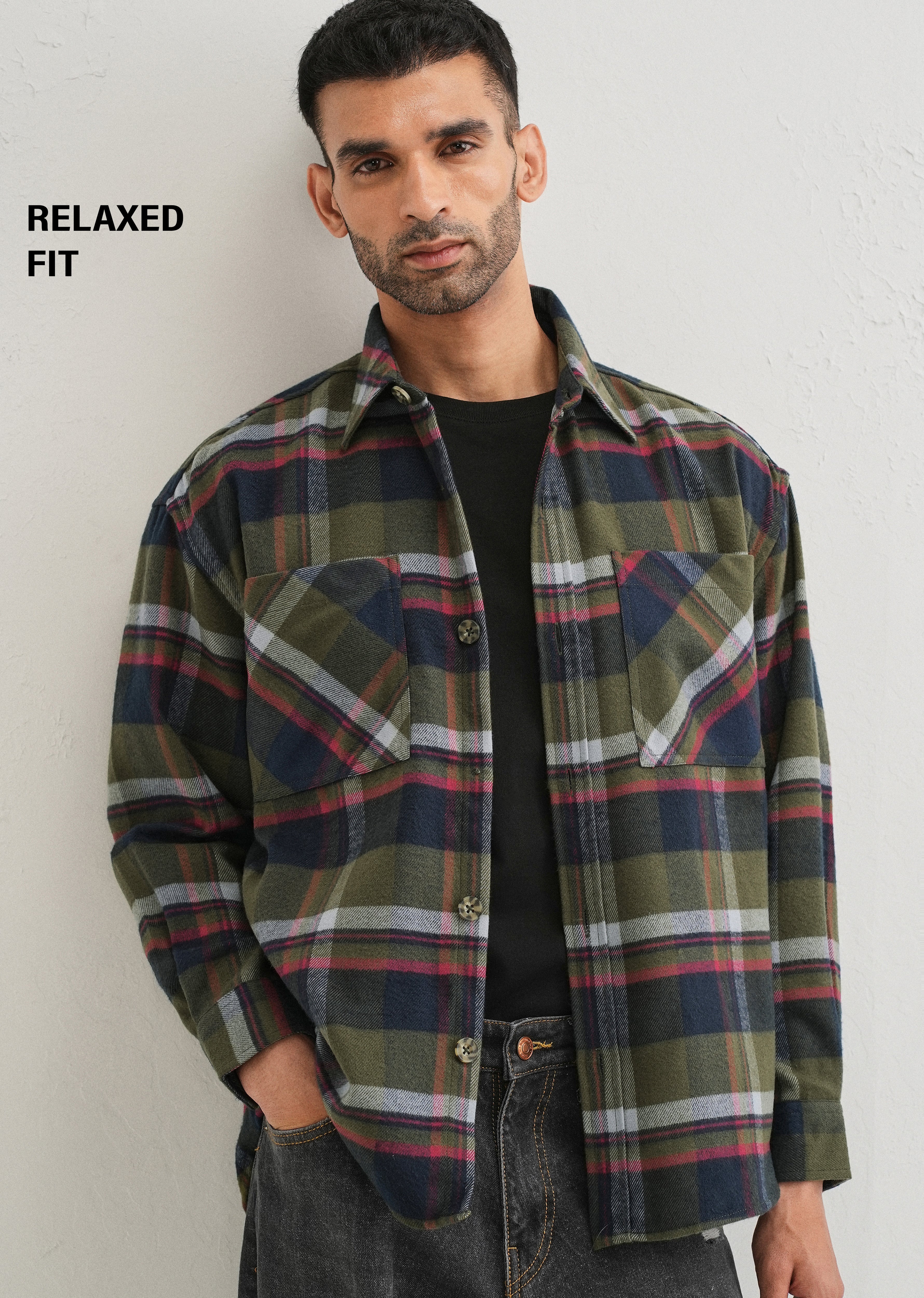Green Checked Relaxed Fit Shacket - Image 7