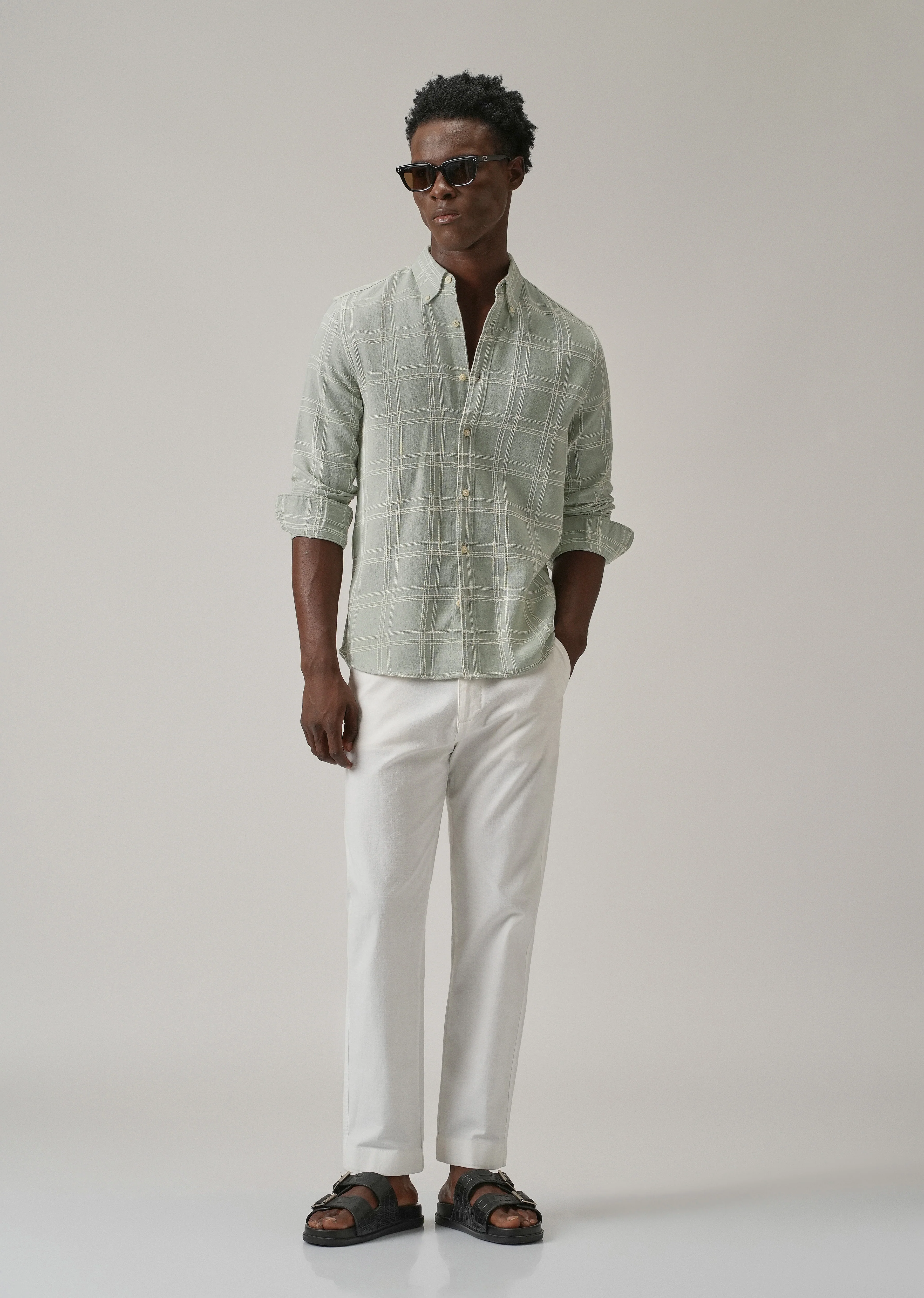 Green Chenille Check Shirt - Image 5