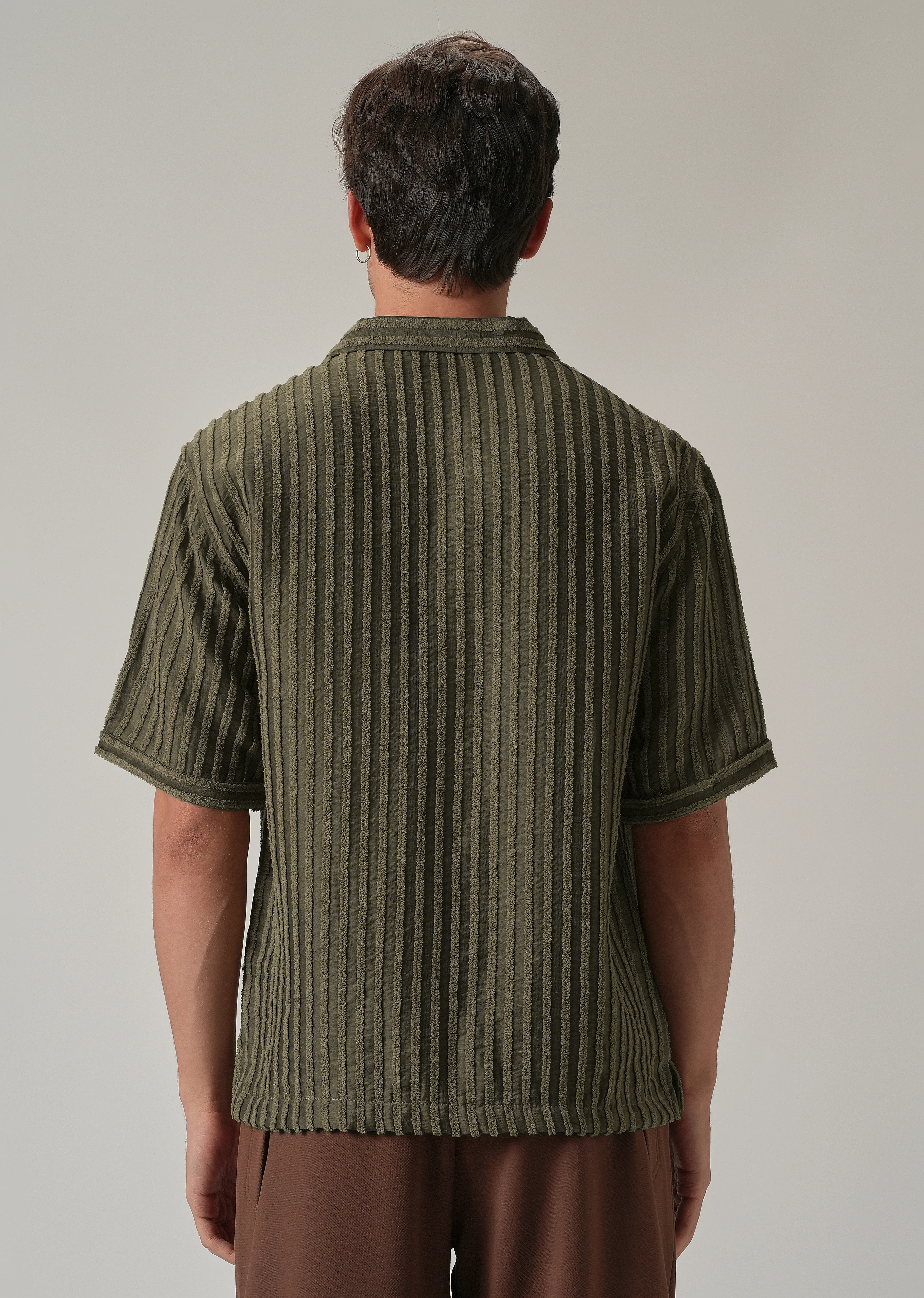 Green Clip Jacquard Stripe Shirt - Image 2