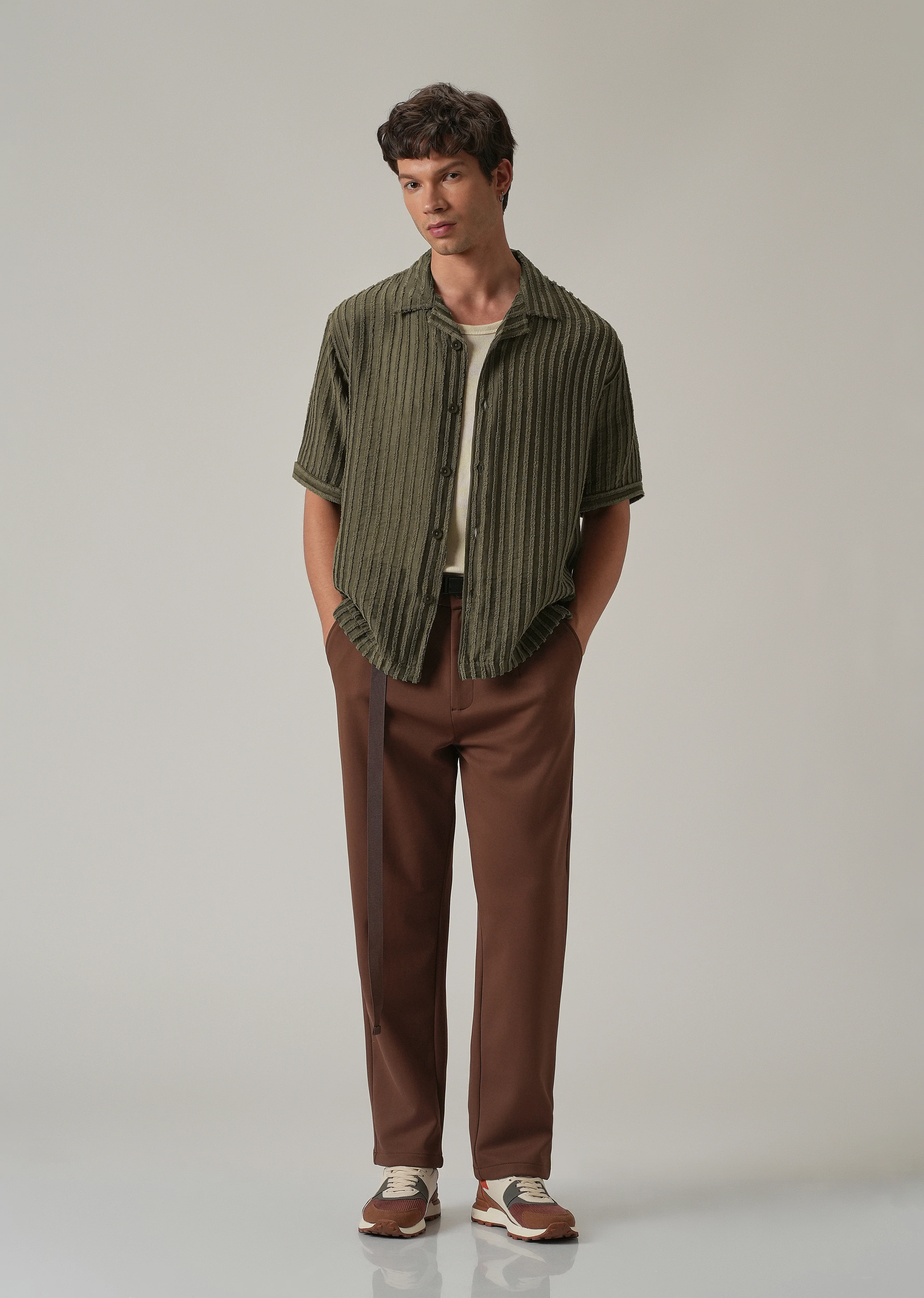 Green Clip Jacquard Stripe Shirt - Image 6