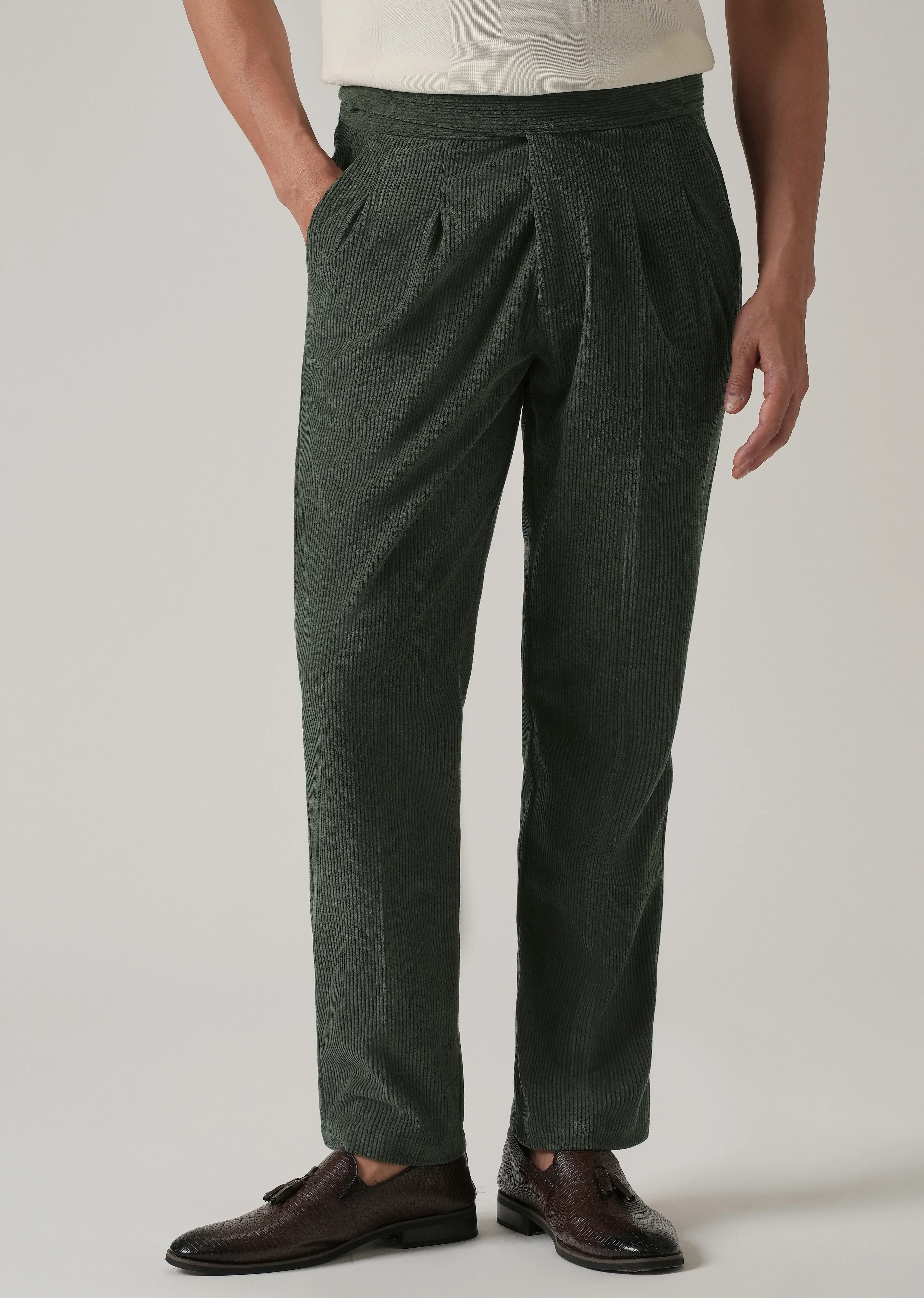 Green Corduroy Gurkha Pants - Image 3