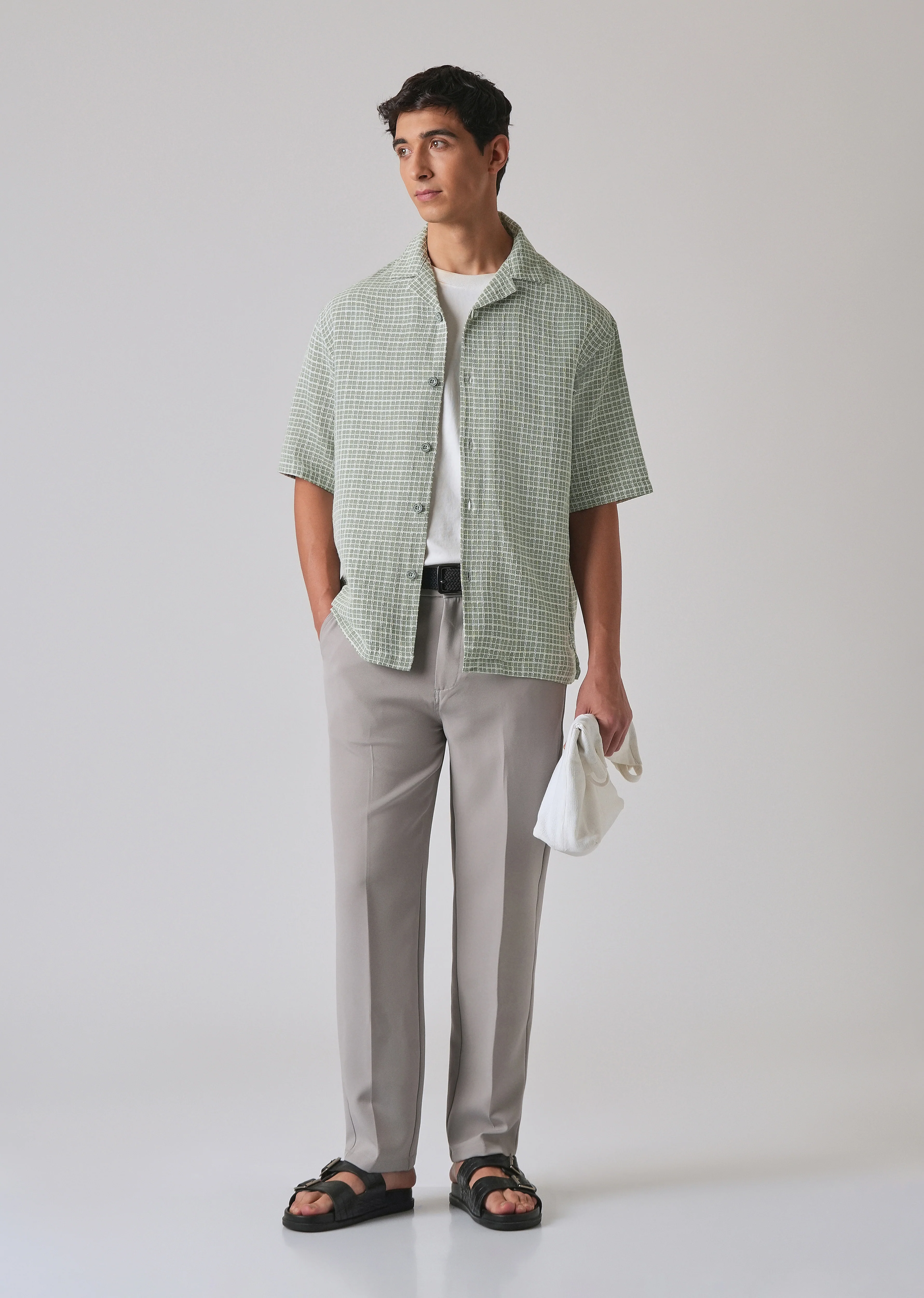 Green Cotton Chenille Check Shirt - Image 6