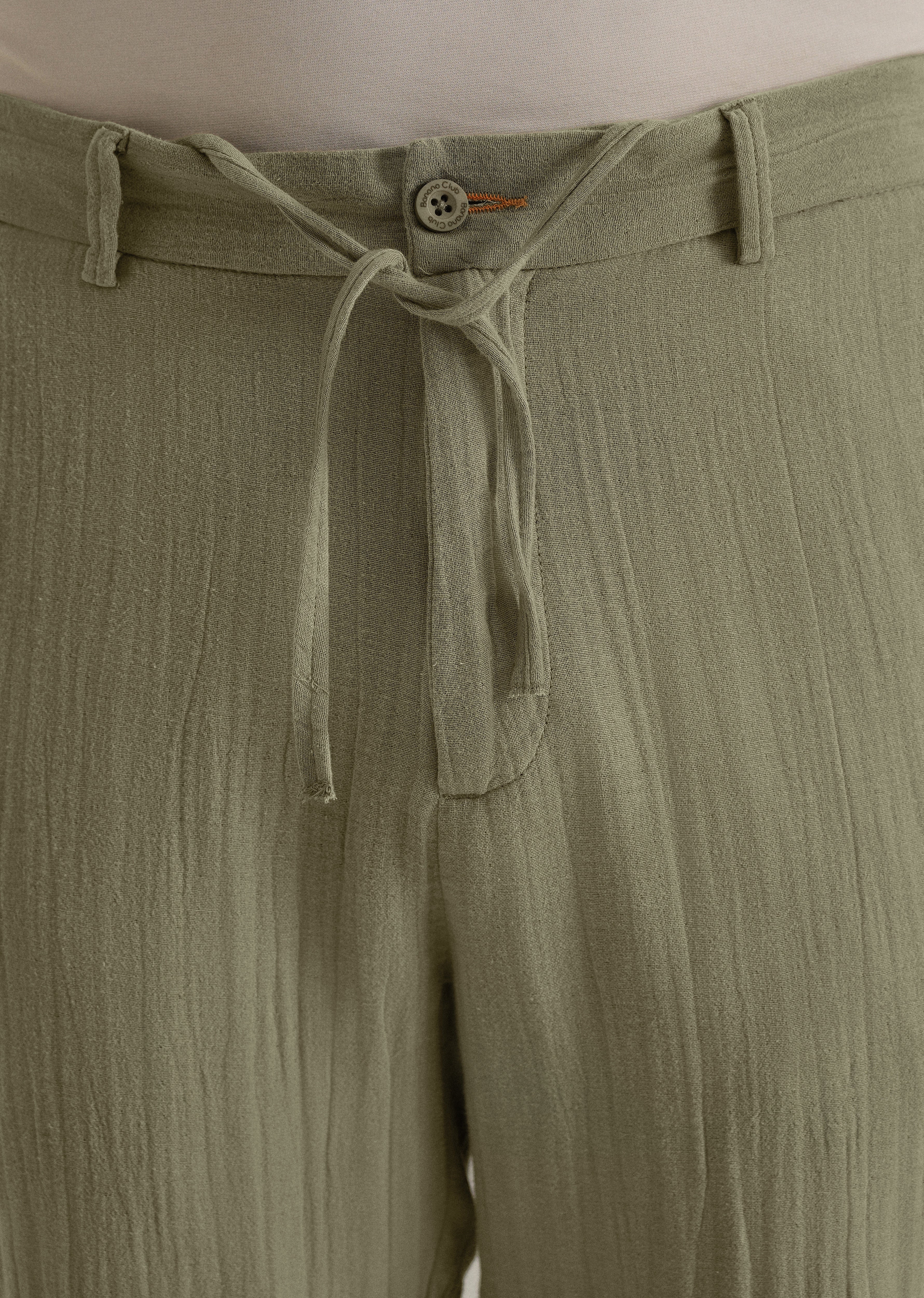 Green Crinkled Cotton Trouser - Image 5