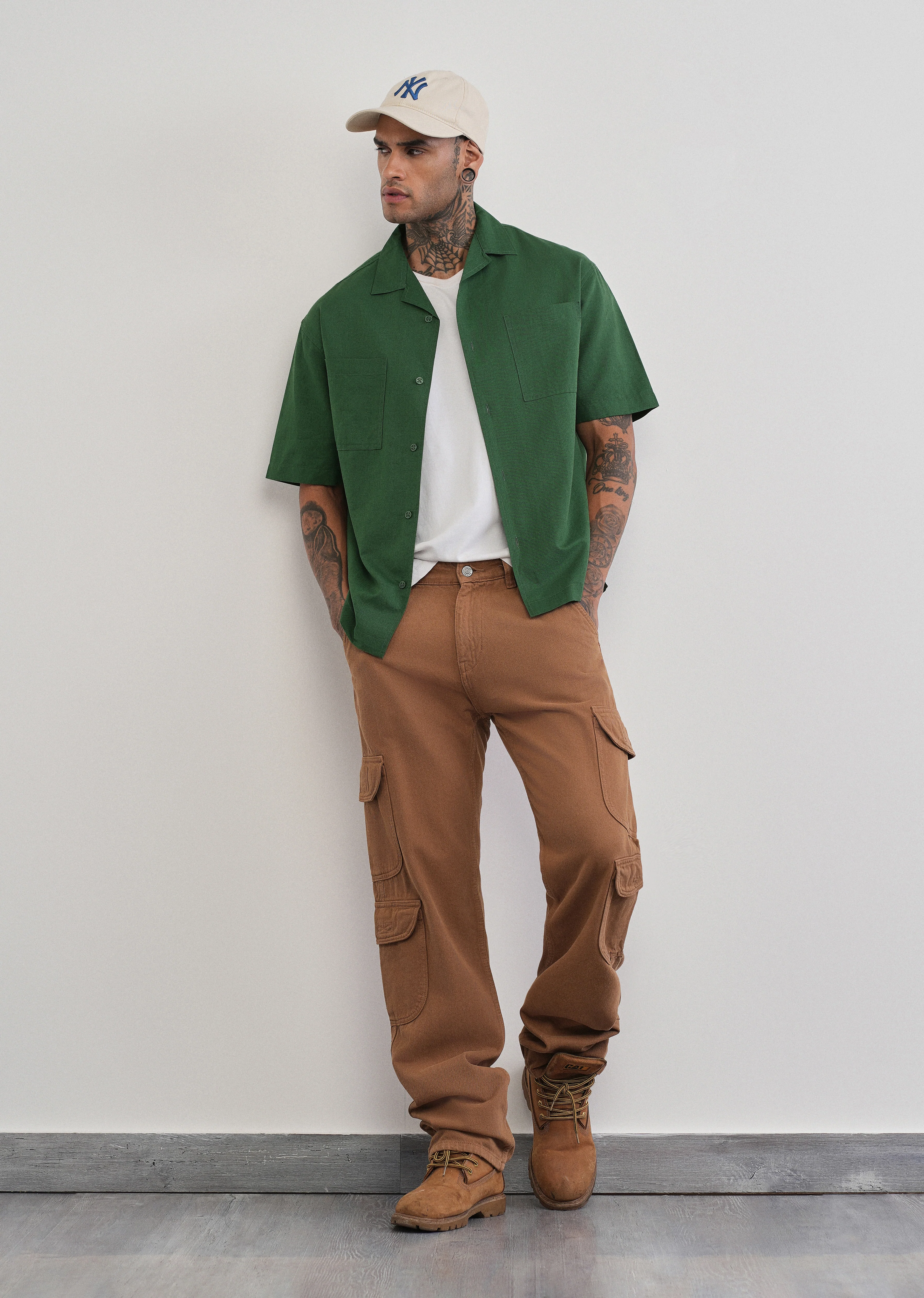 Green Double Pocket Cotton Linen Shirt - Image 6