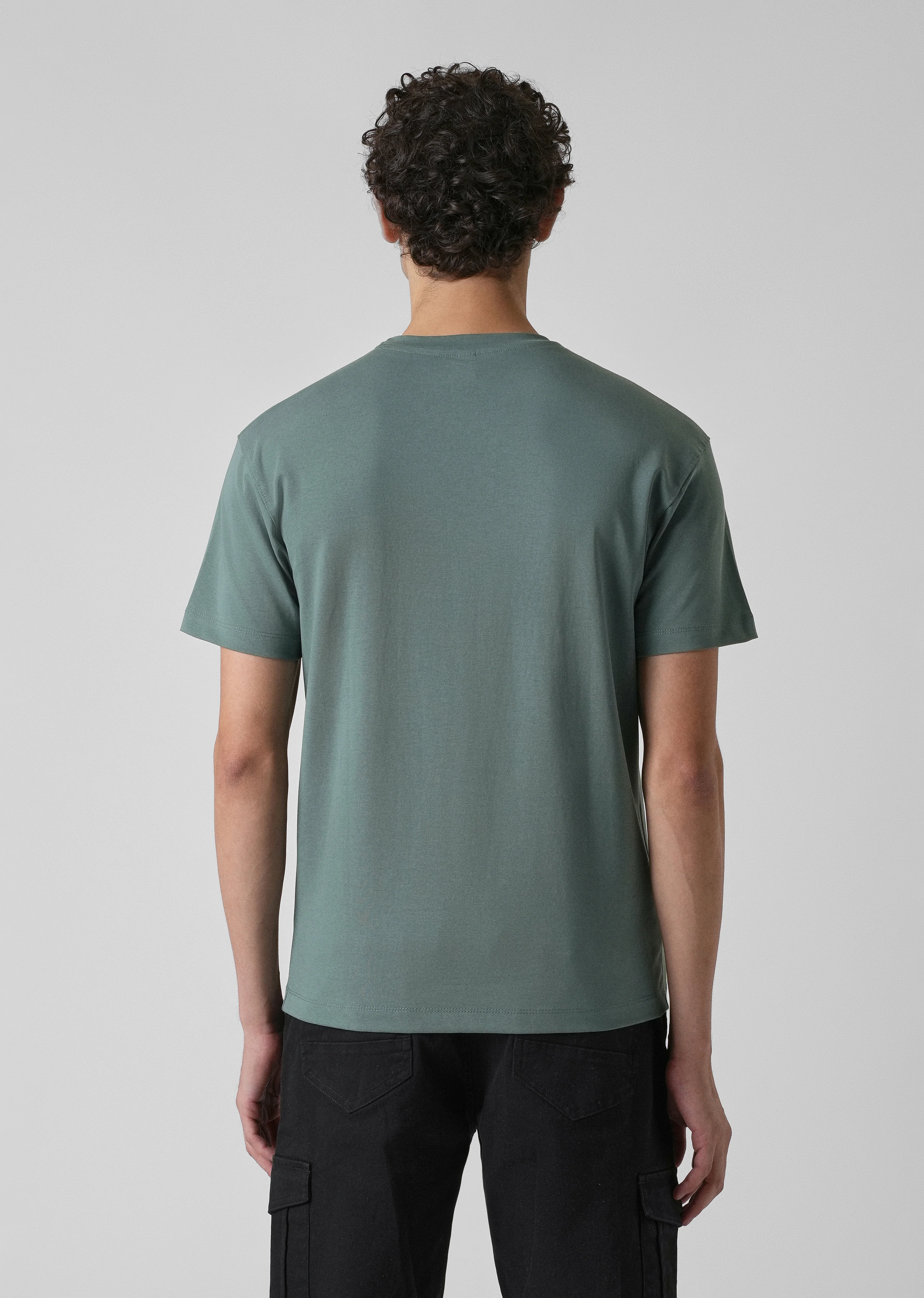 Green Embossed Printed Slim Fit T-shirt - Image 2