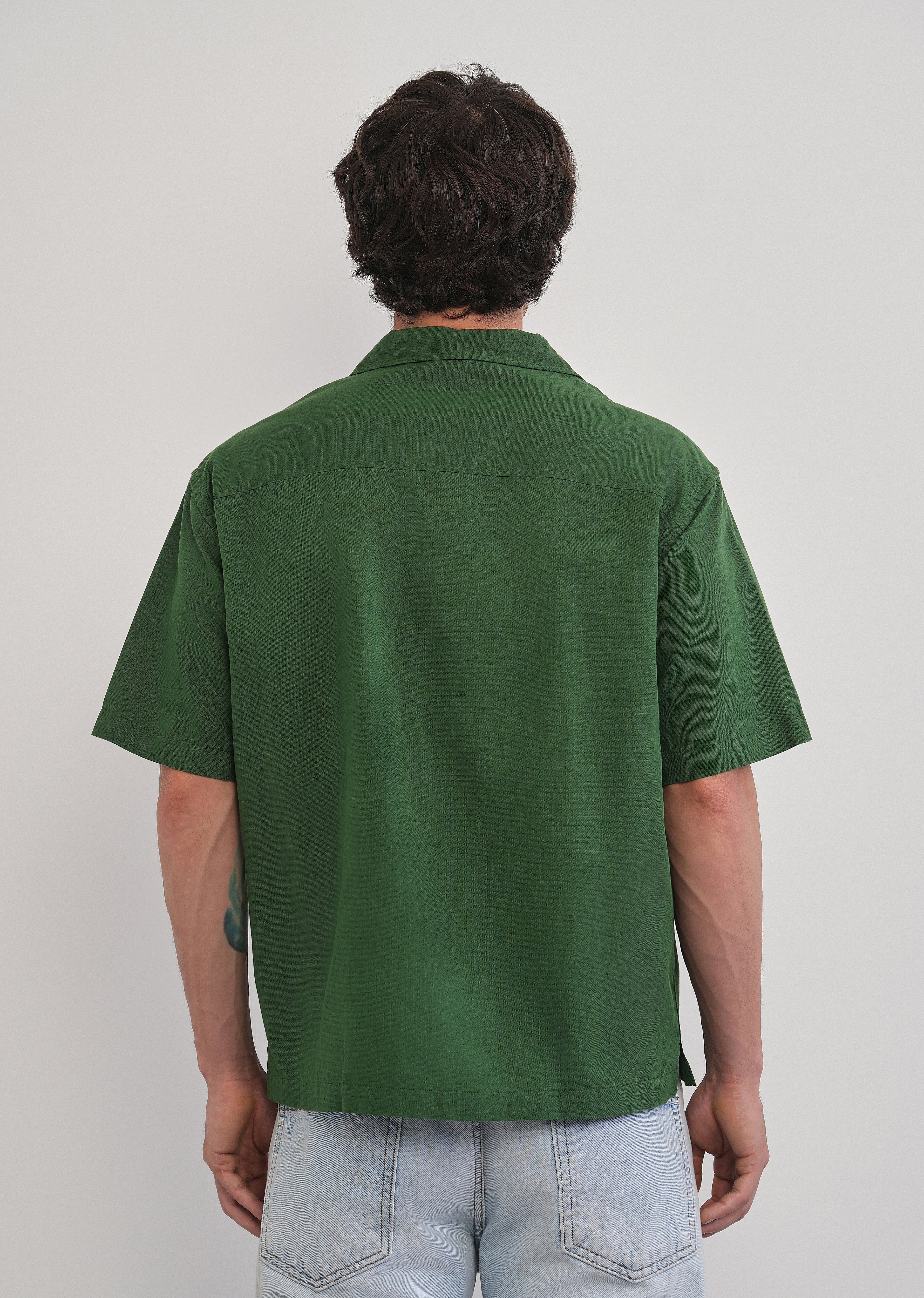 Green Floral Thread Work Shirt - Image 3