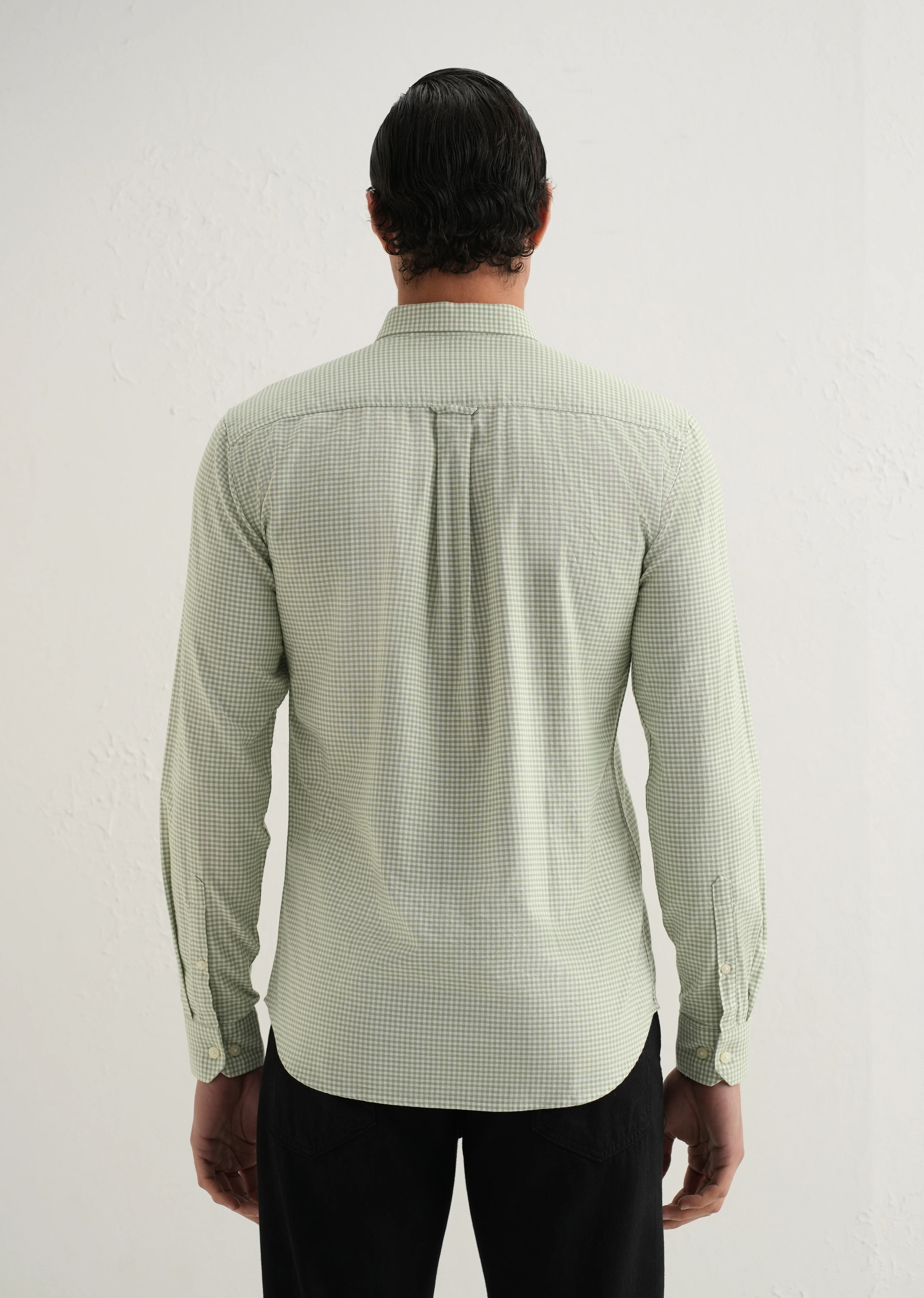 Green Gingham Check Shirt - Image 3