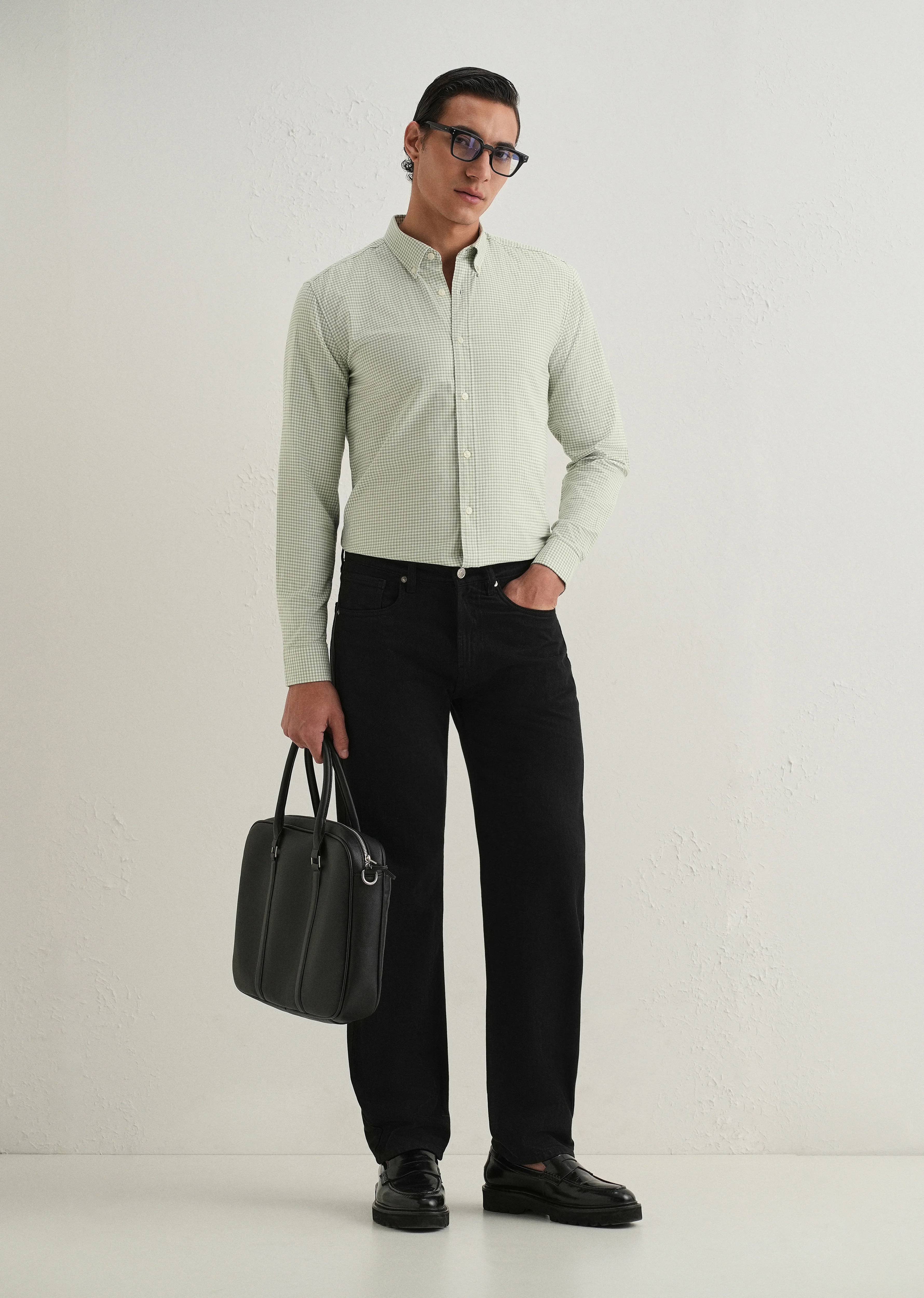 Green Gingham Check Shirt - Image 6