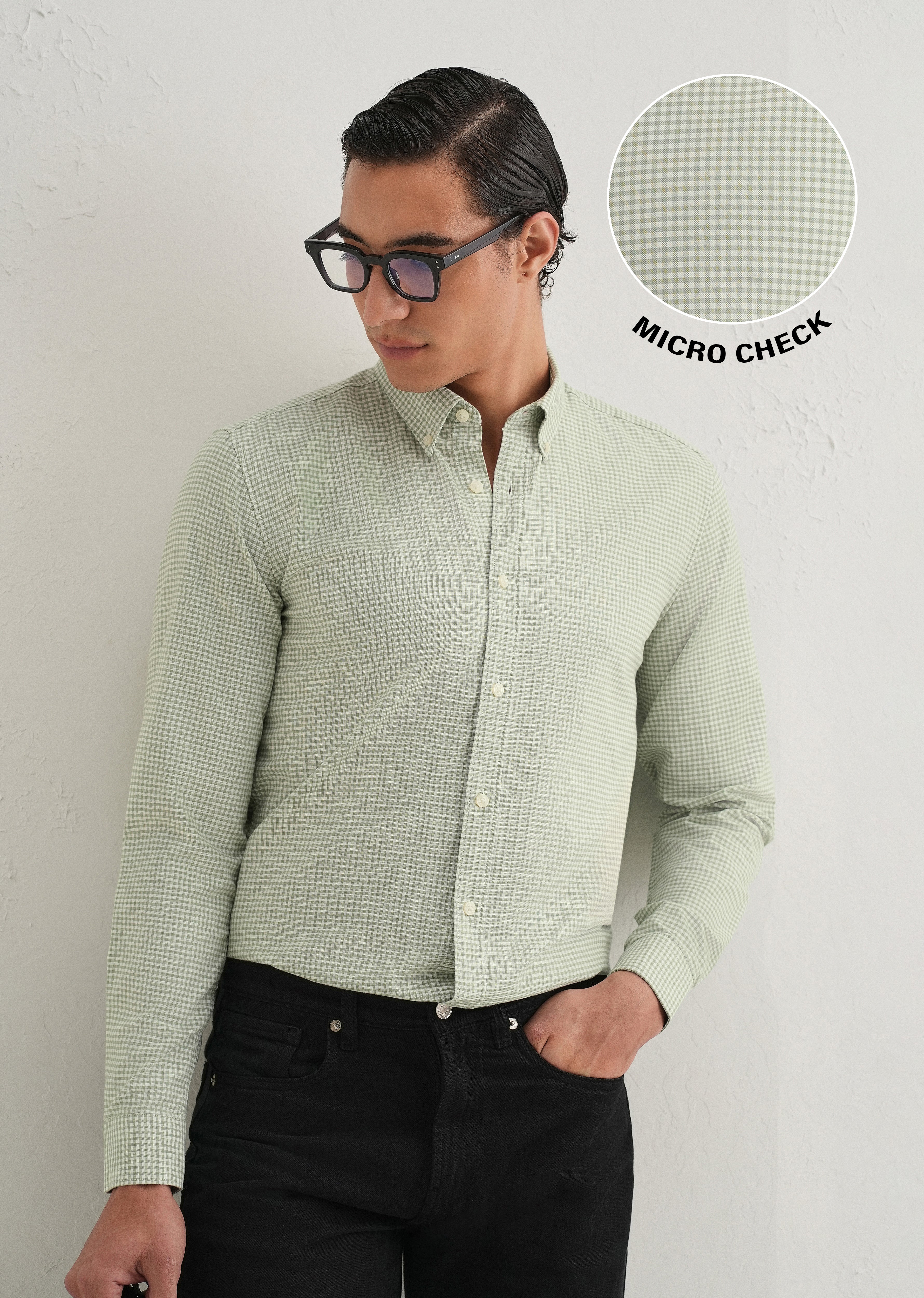 Green Gingham Check Shirt - Image 7