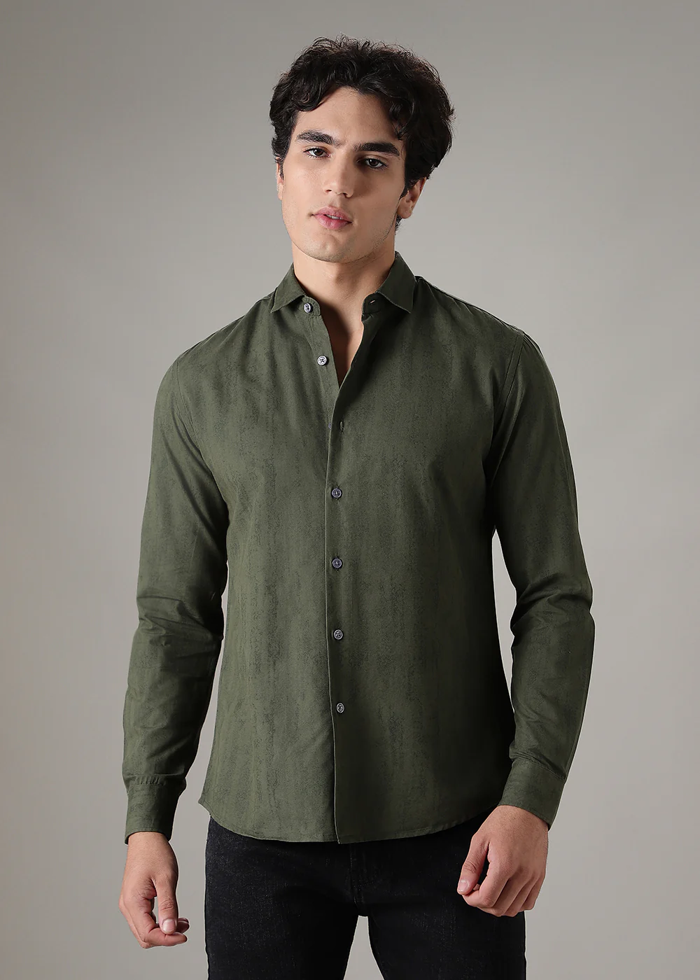 Green Gradient Printed Shirt - Image 3
