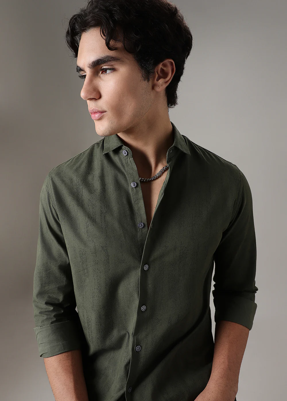 Green Gradient Printed Shirt - Image 6