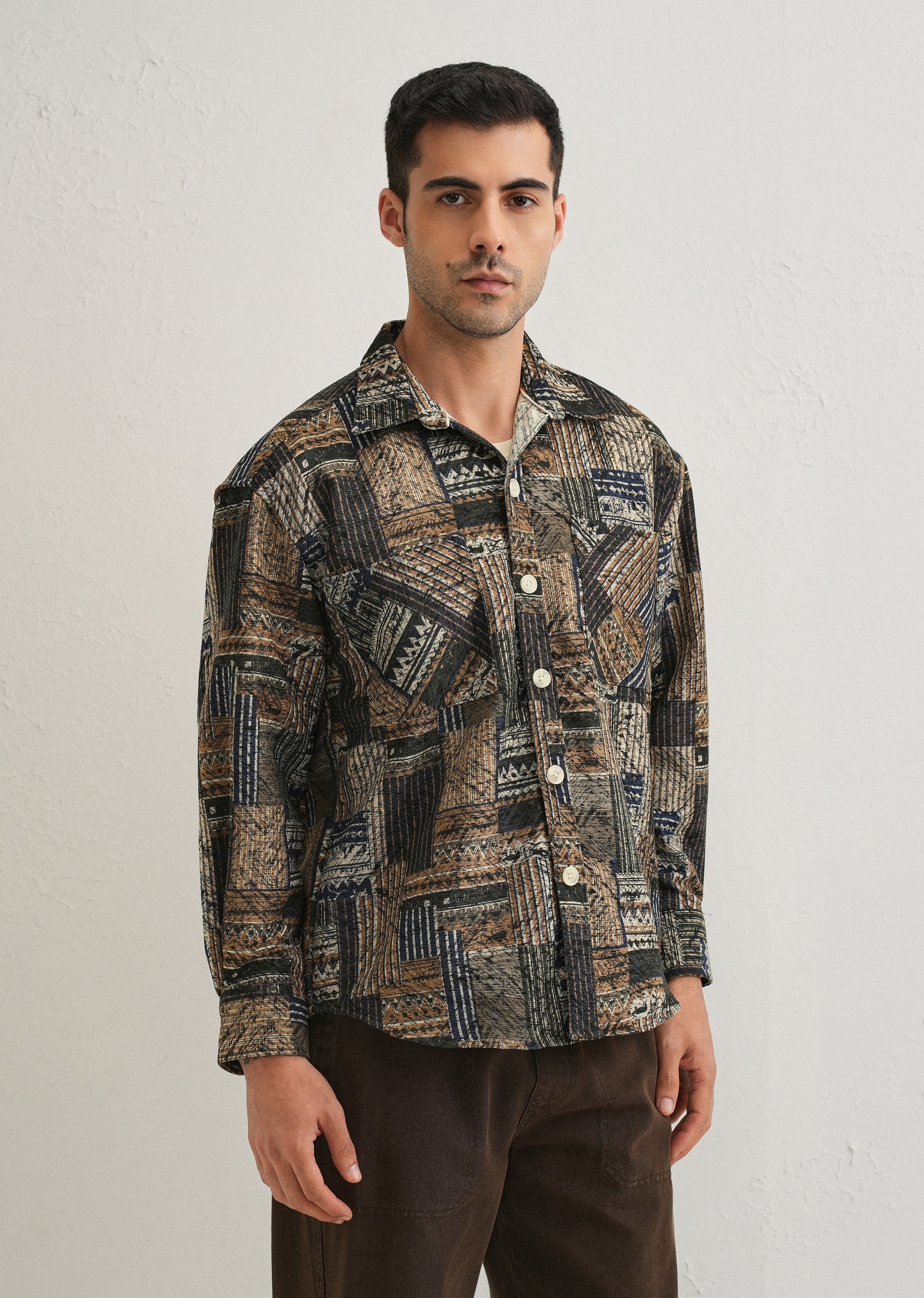 Green Line Abstract Regular Fit Shacket - Image 4