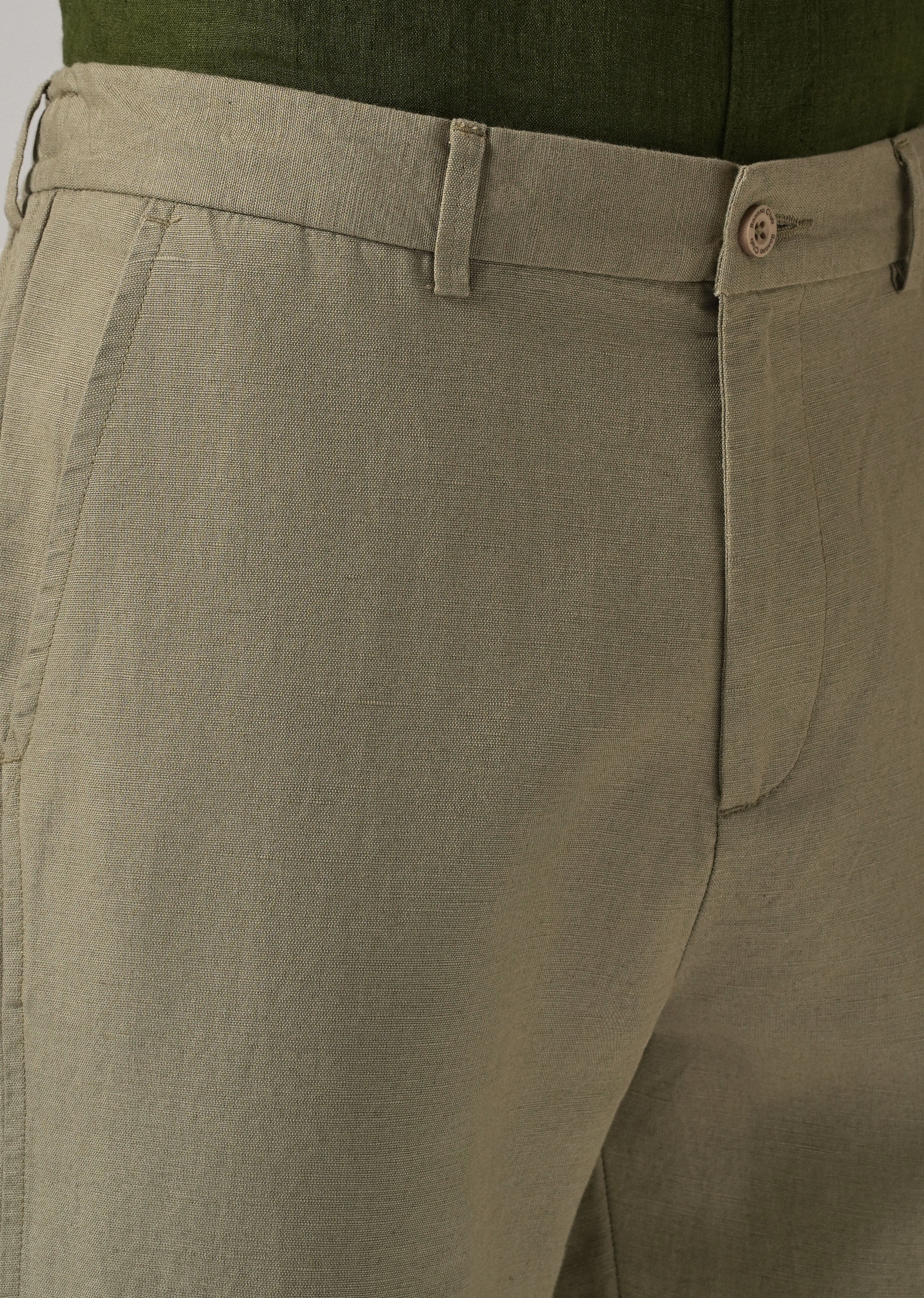 Green Linen Relaxed Fit Trouser - Image 5