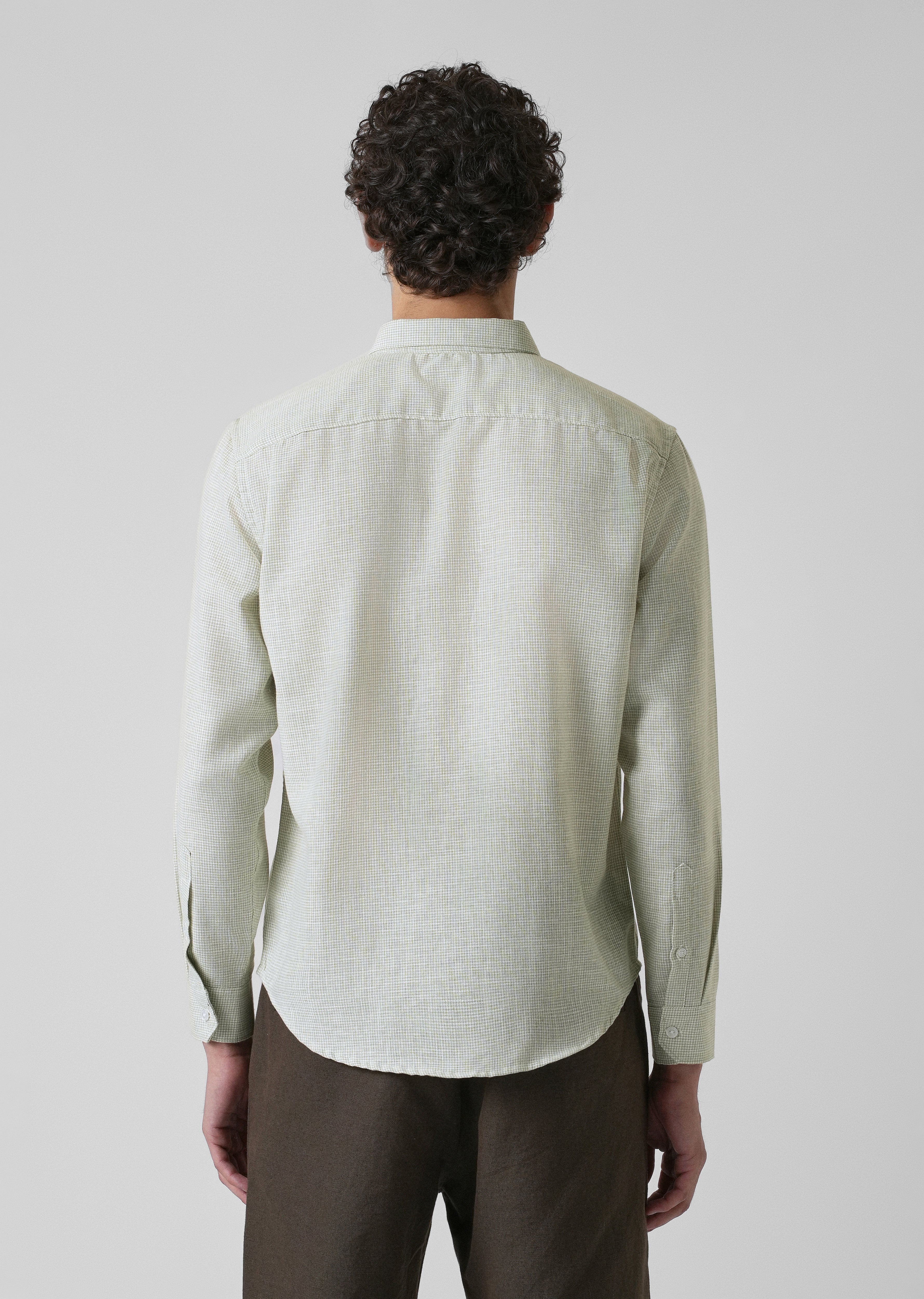 Green Micro Checks Blended Cotton Shirt - Image 3