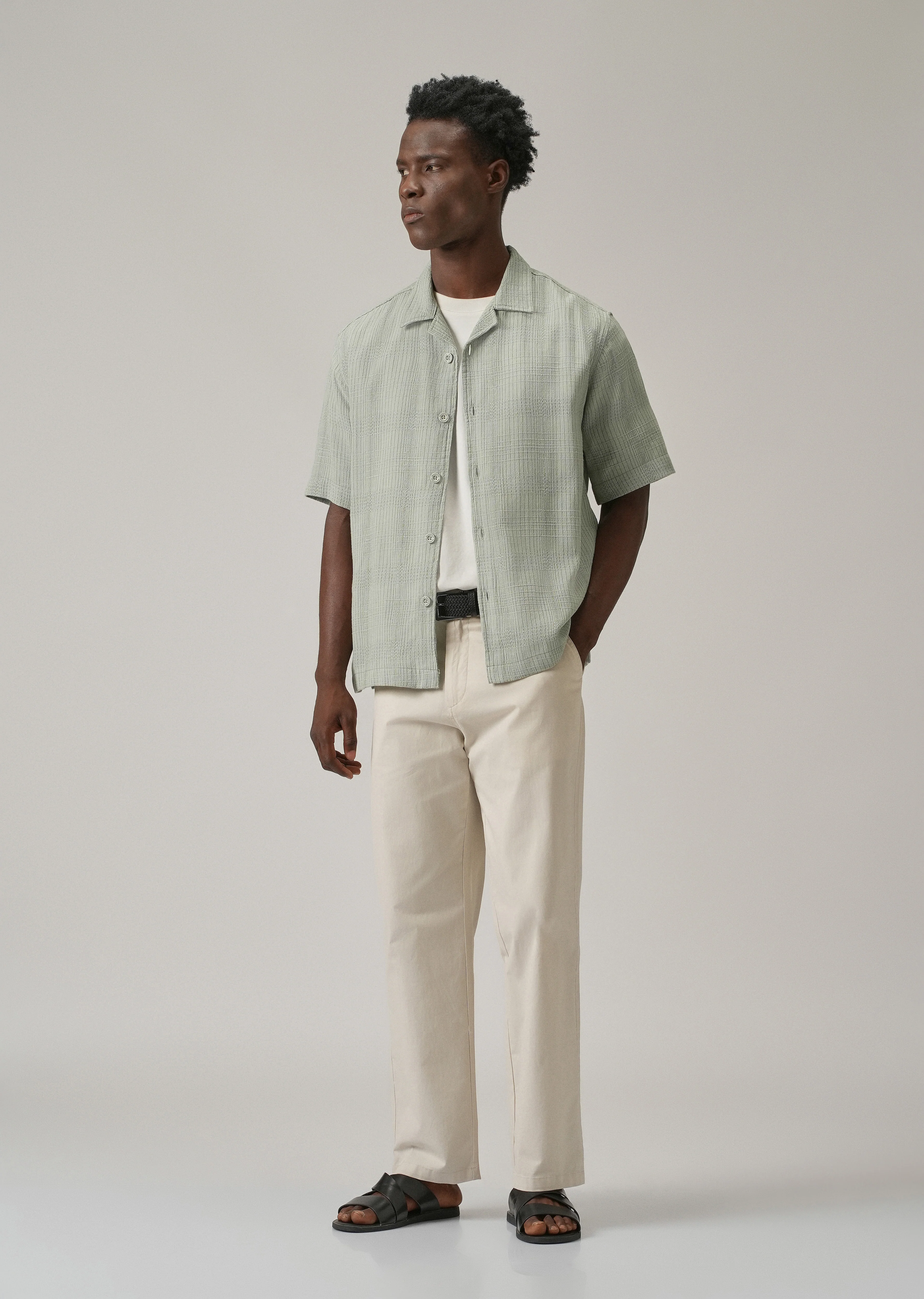 Green Open Weave Cotton Shirt - Image 6