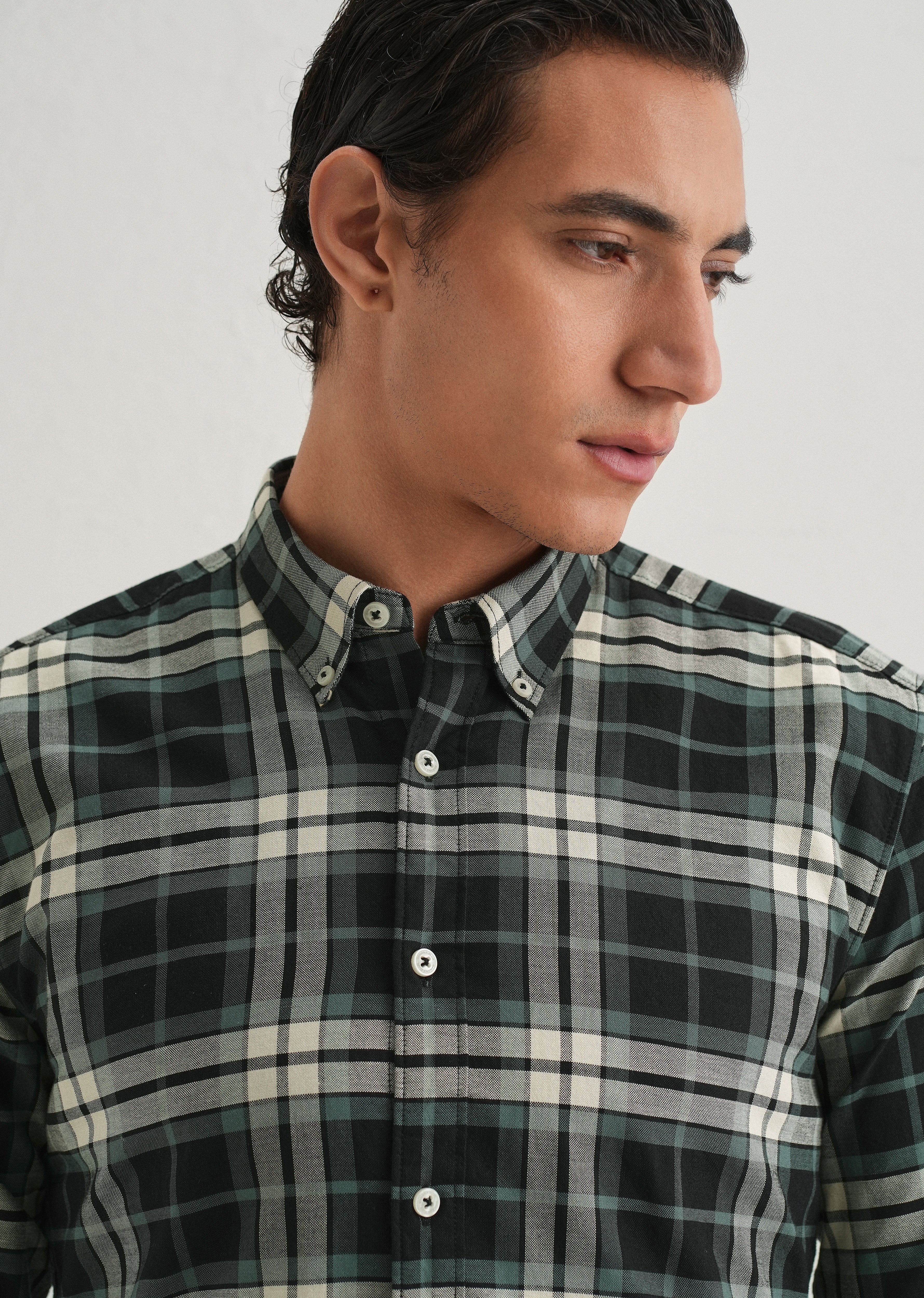 Green Plaid Check Shirt - Image 2