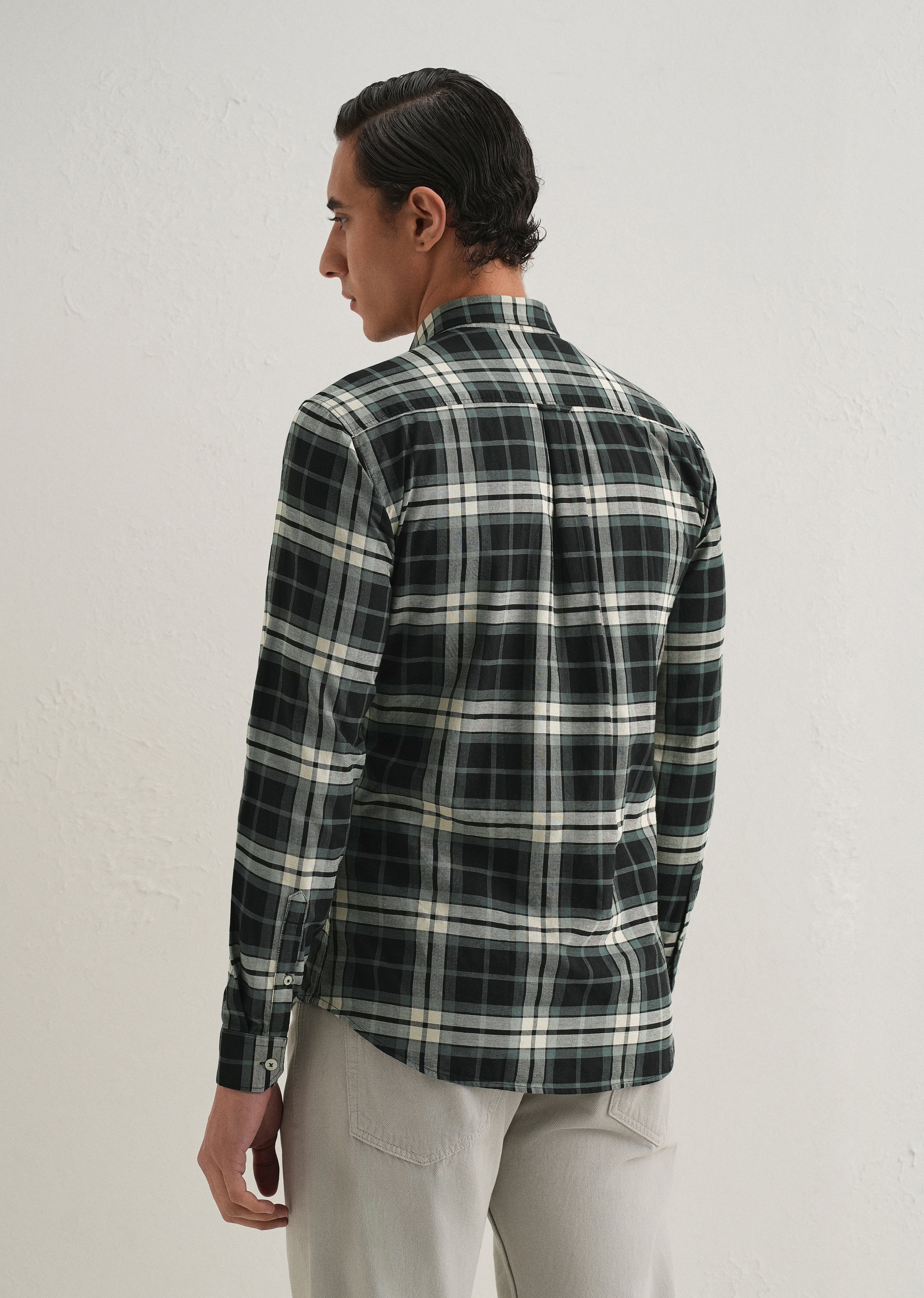 Green Plaid Check Shirt - Image 3
