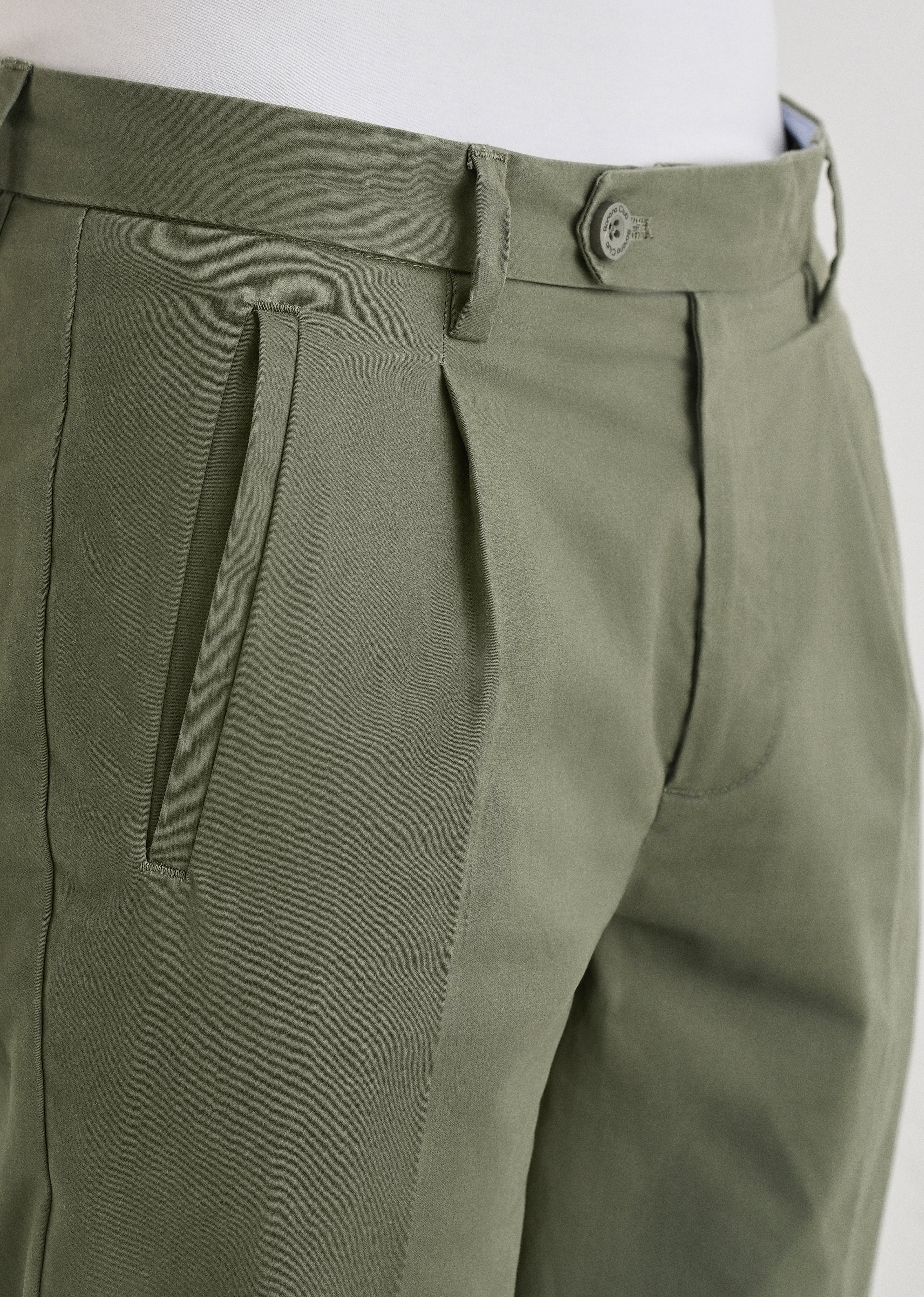Green Plain Pleated Chinos - Image 5