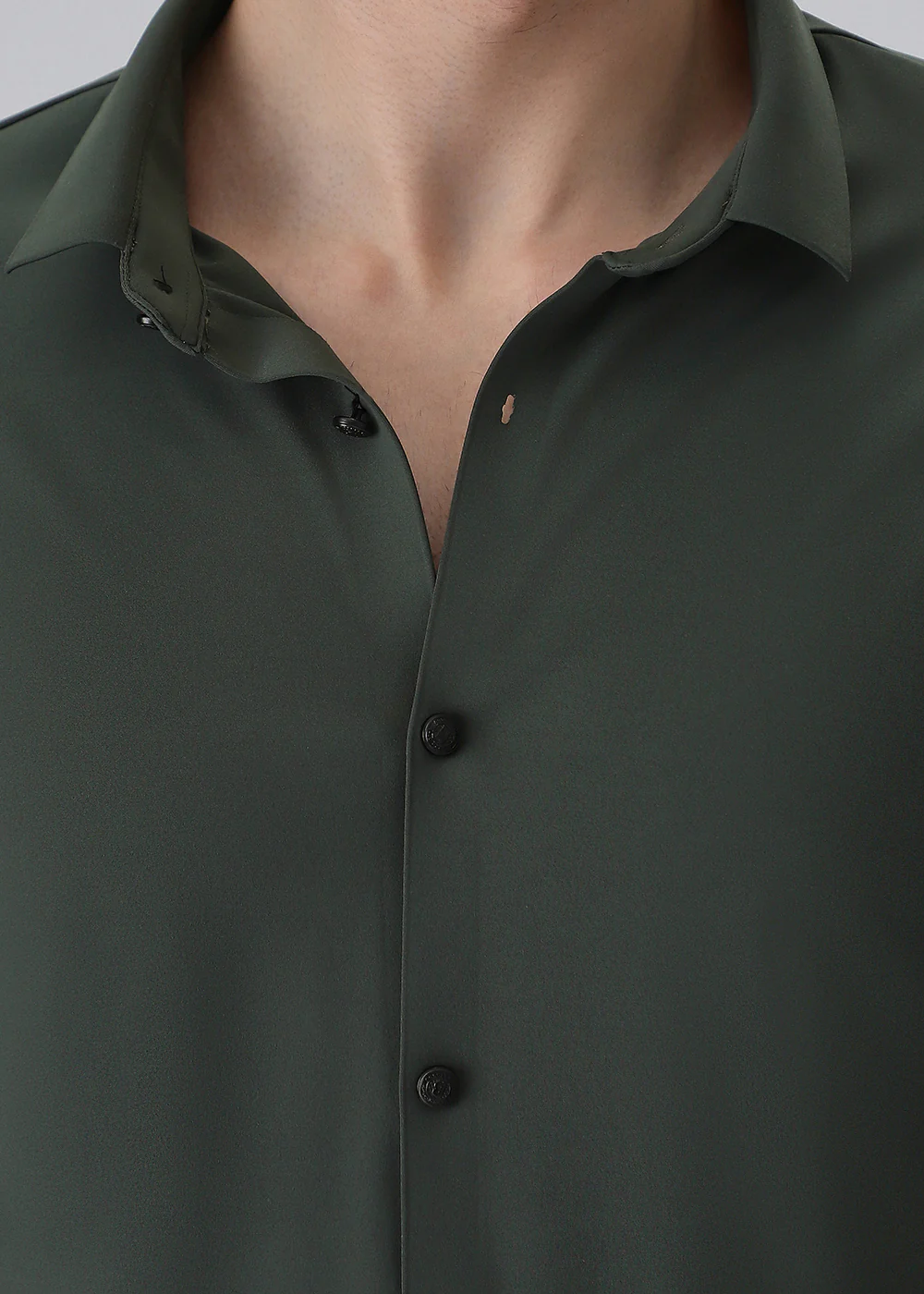 Green Plain Stitchless Stretch Shirt - Image 5