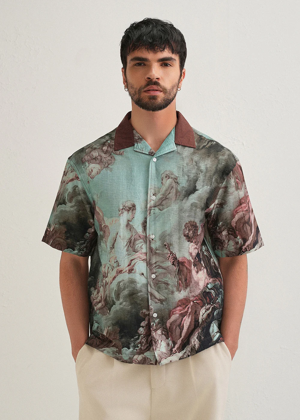 Green Renaissance Placement Print Shirt - Image 3