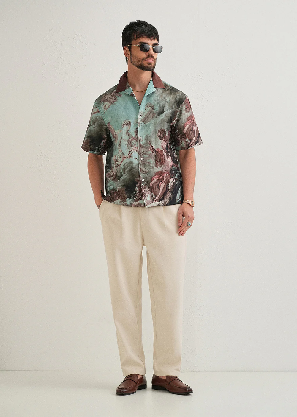 Green Renaissance Placement Print Shirt - Image 6
