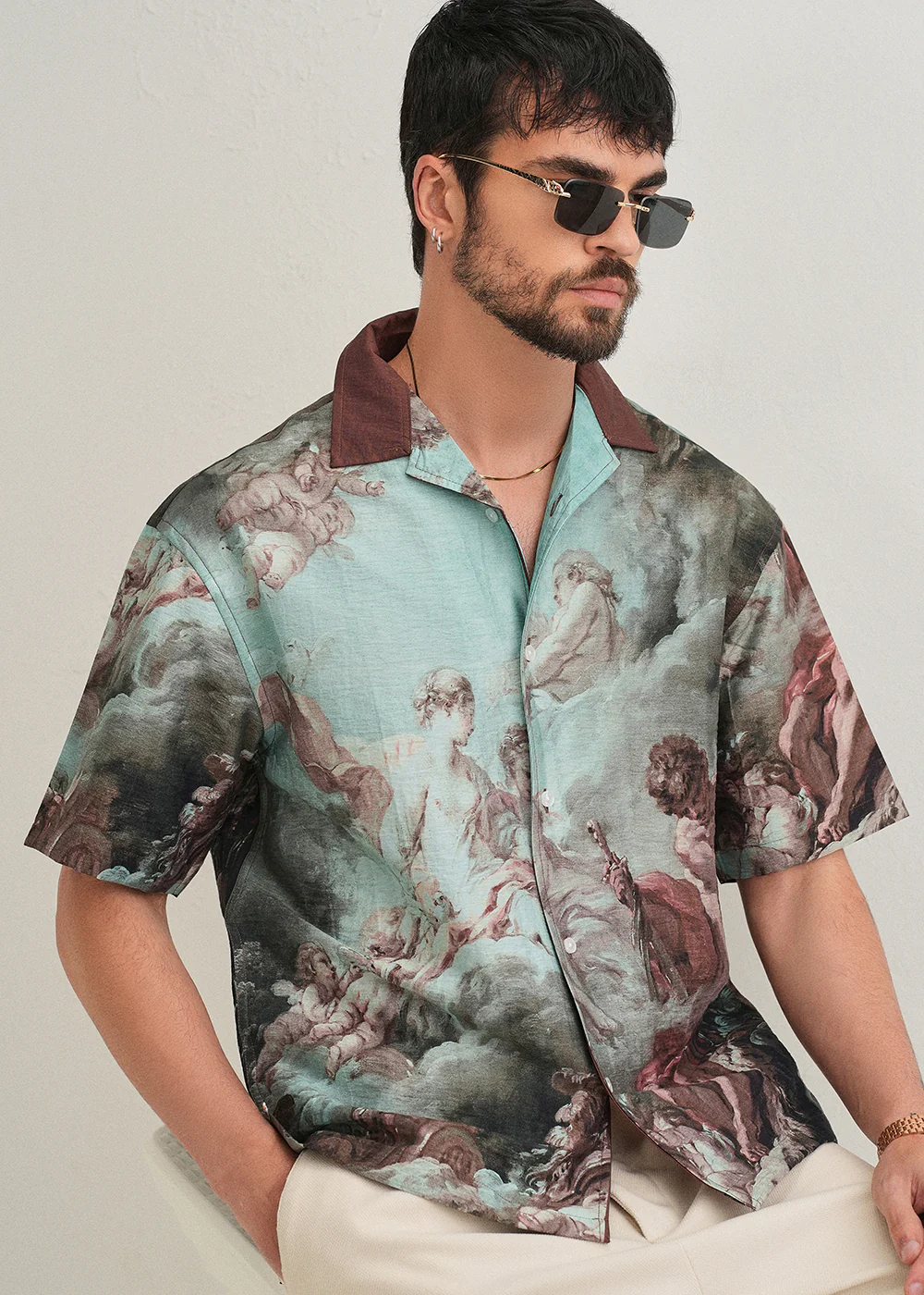 Green Renaissance Placement Print Shirt - Image 7