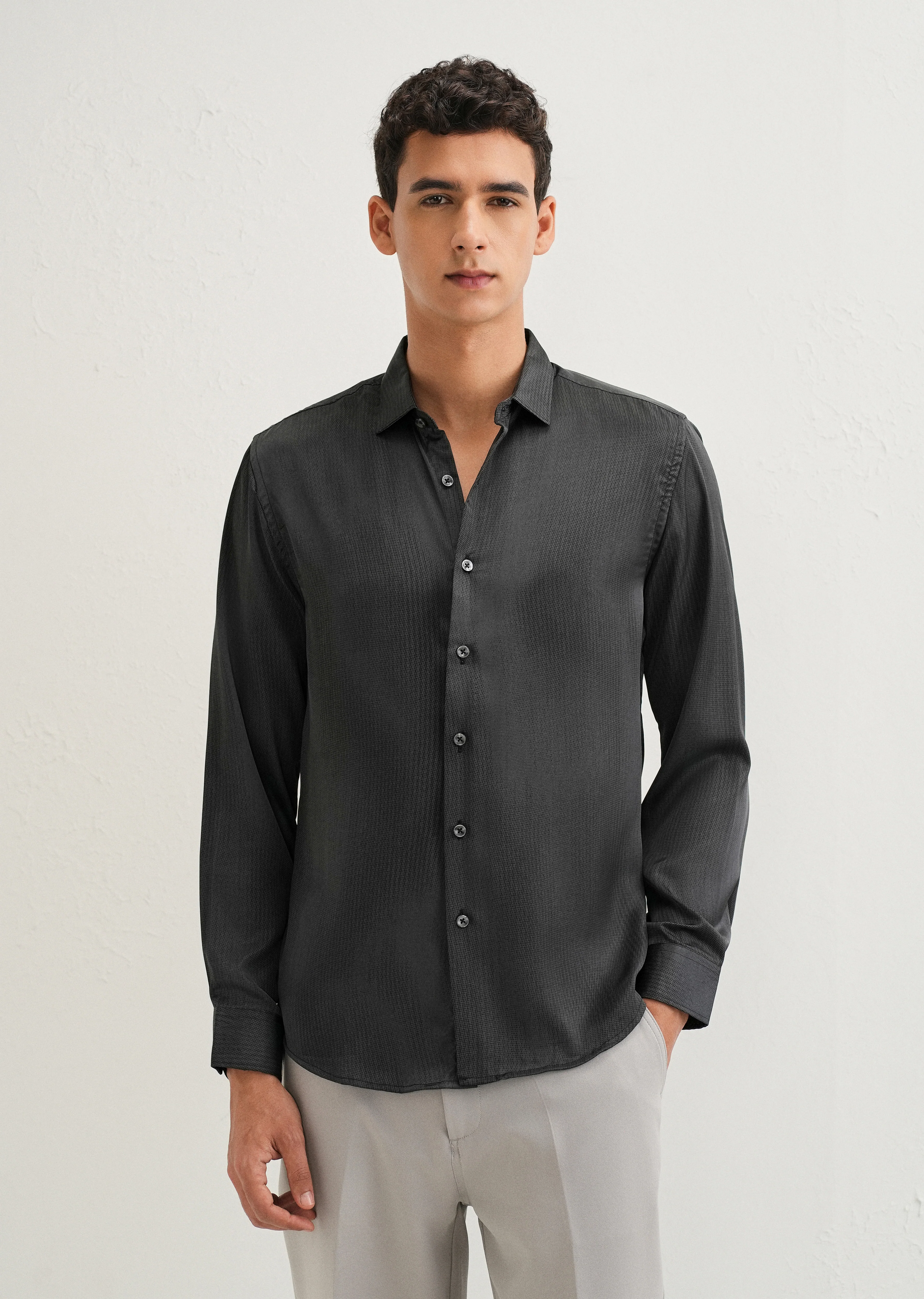 Green Stippling Abstract Printed Shirt - Image 3