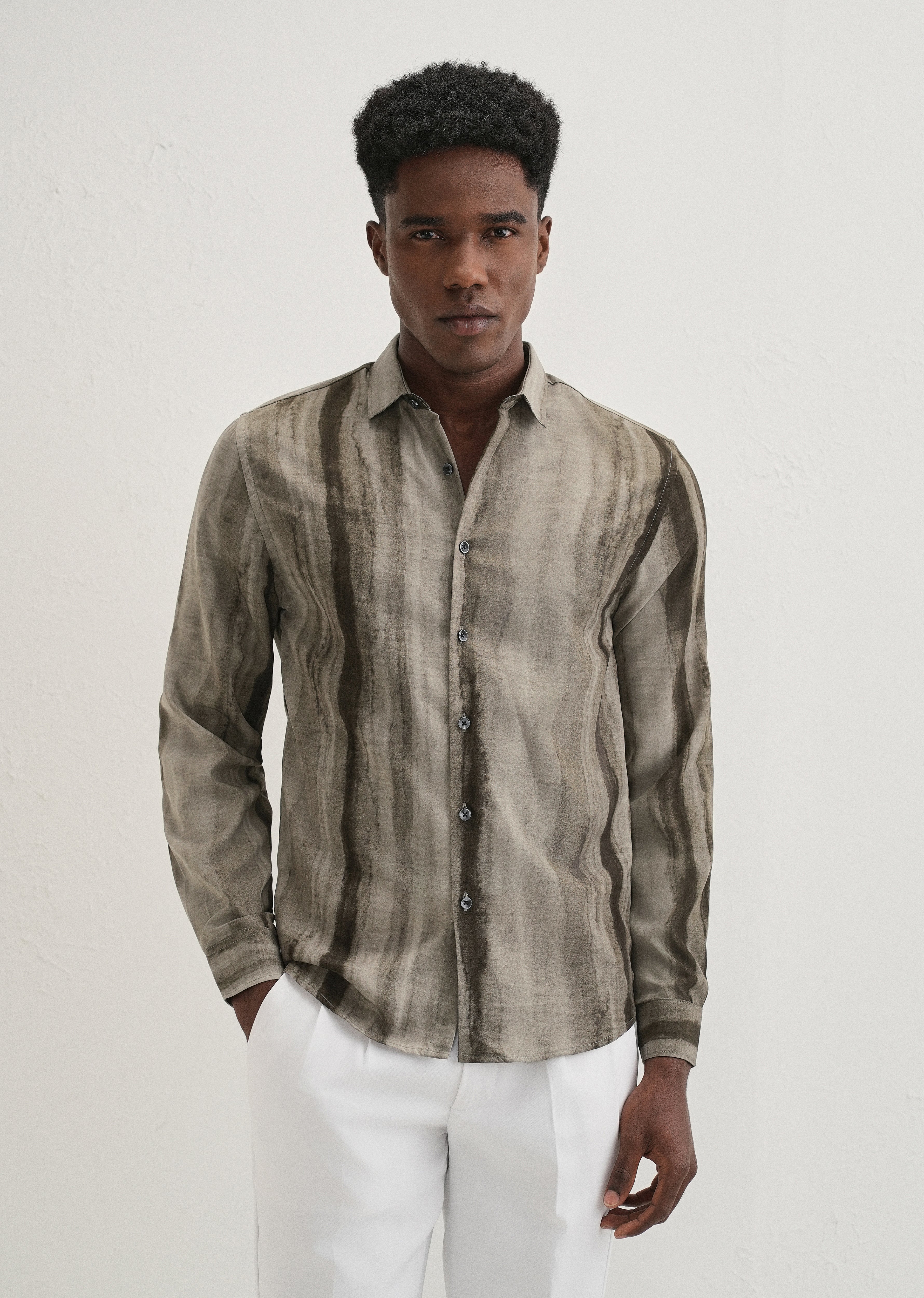 Green Stripe Printed Shirt - Image 3