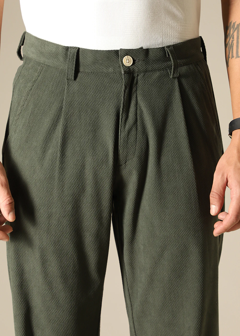 Green Textured Corduroy Pant - Image 2