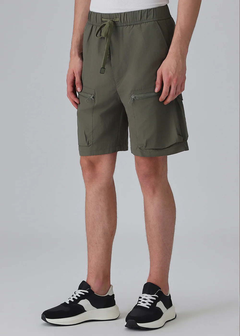 Green Zip Pocket Cargo Shorts - Image 4