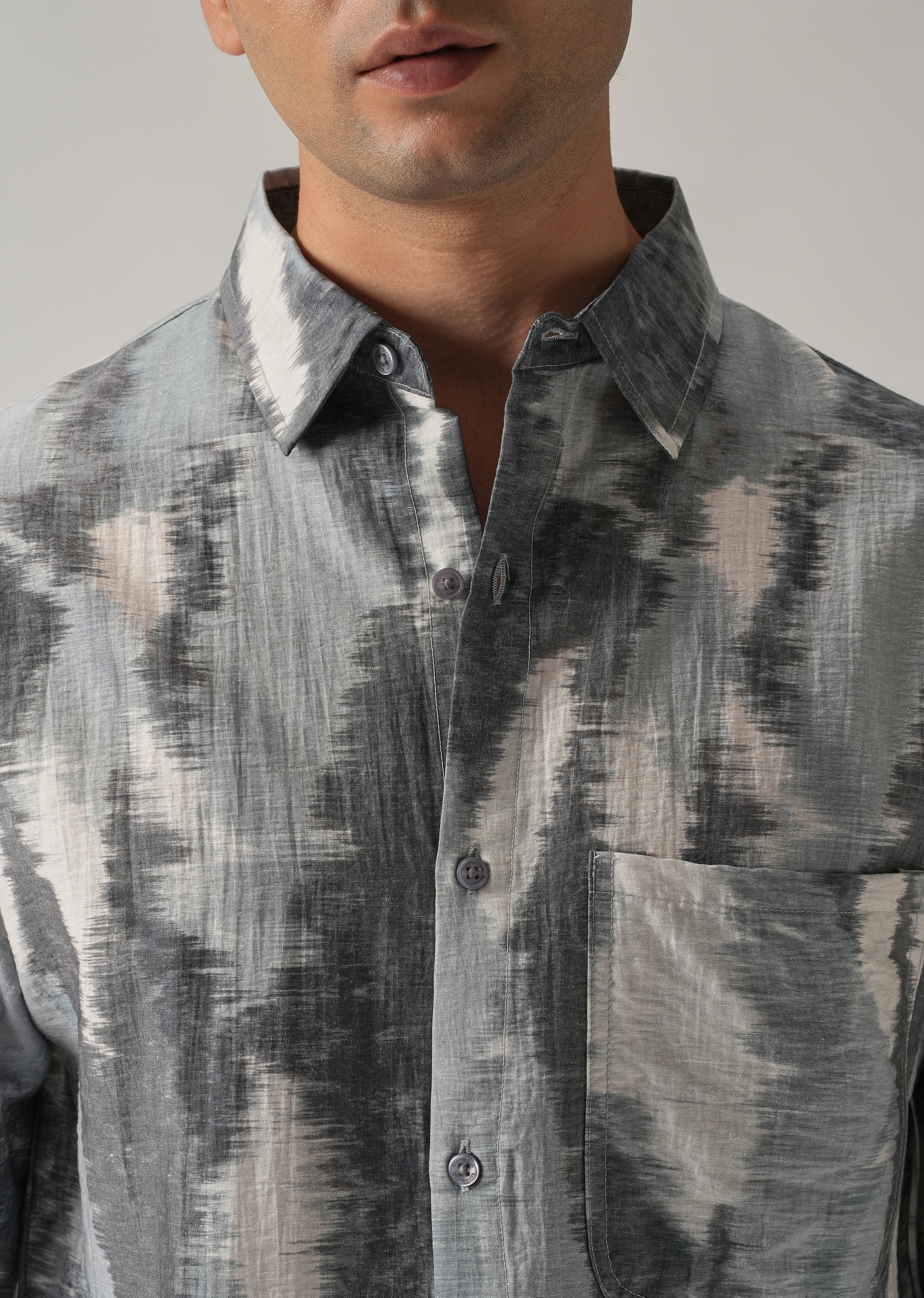Grey Boxy Fit Abstract Printed Shirt - Image 5