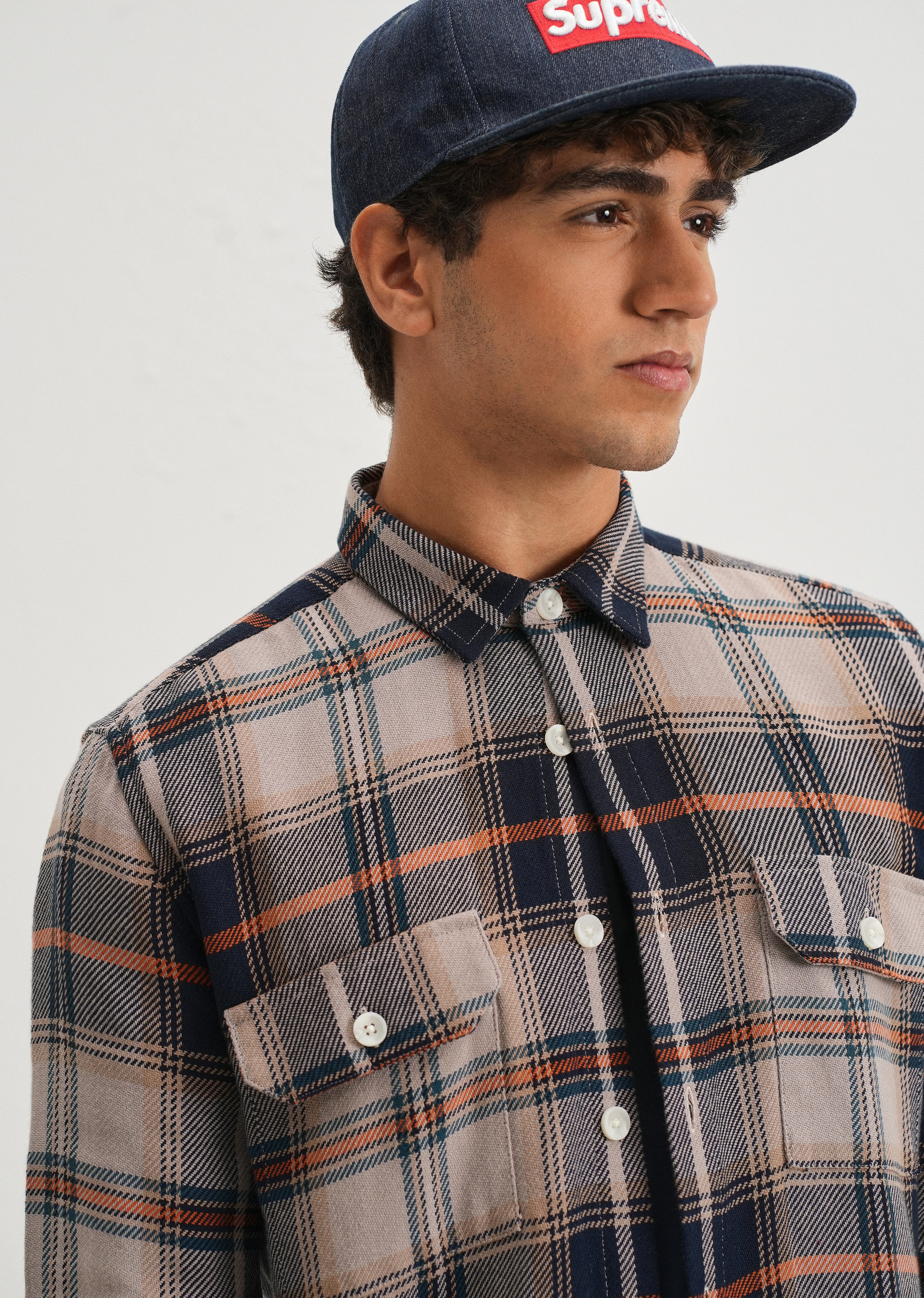 Grey Brushed Cotton Check Shirt - Image 5