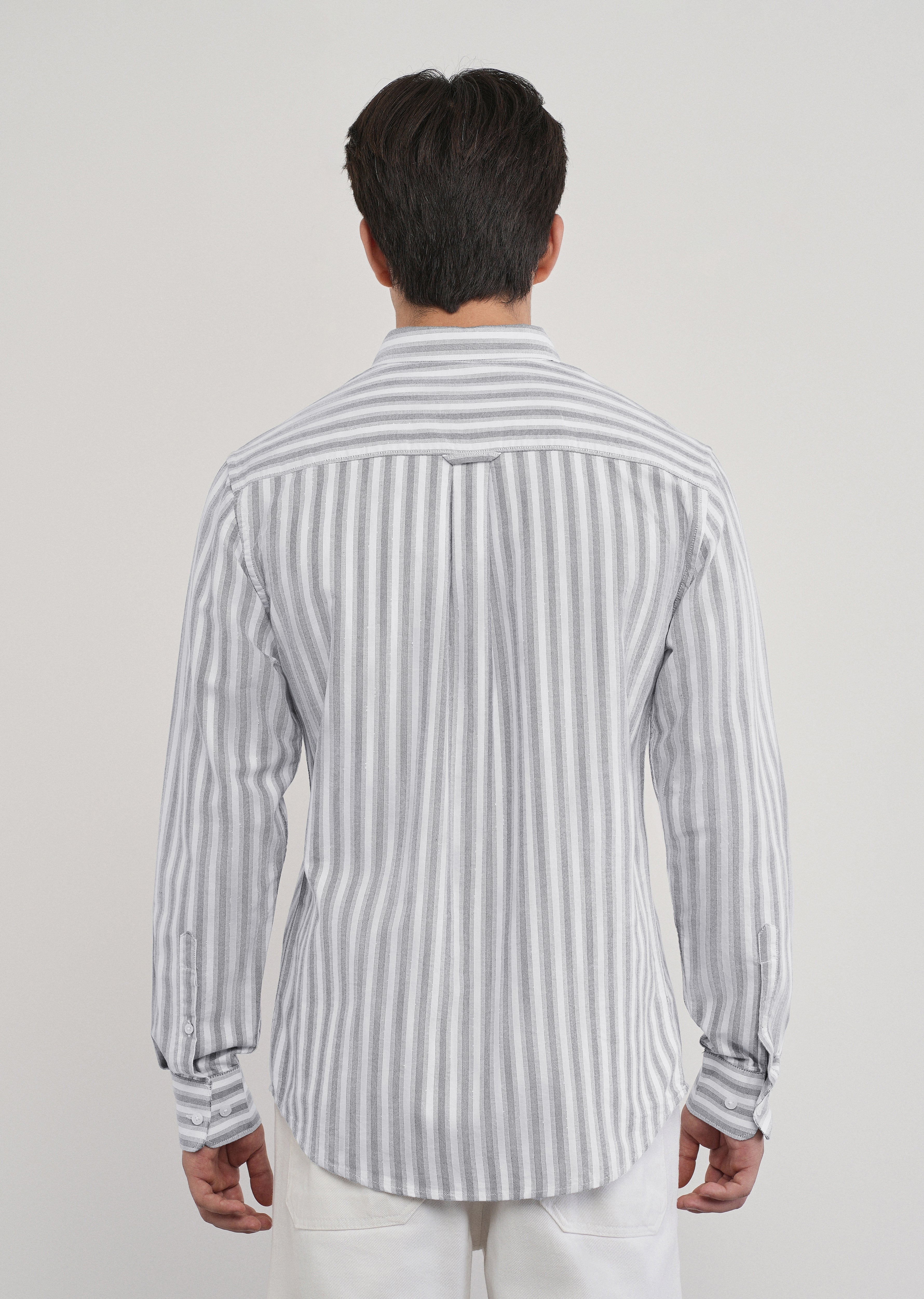 Grey Classic Cotton Stripe Shirt - Image 2
