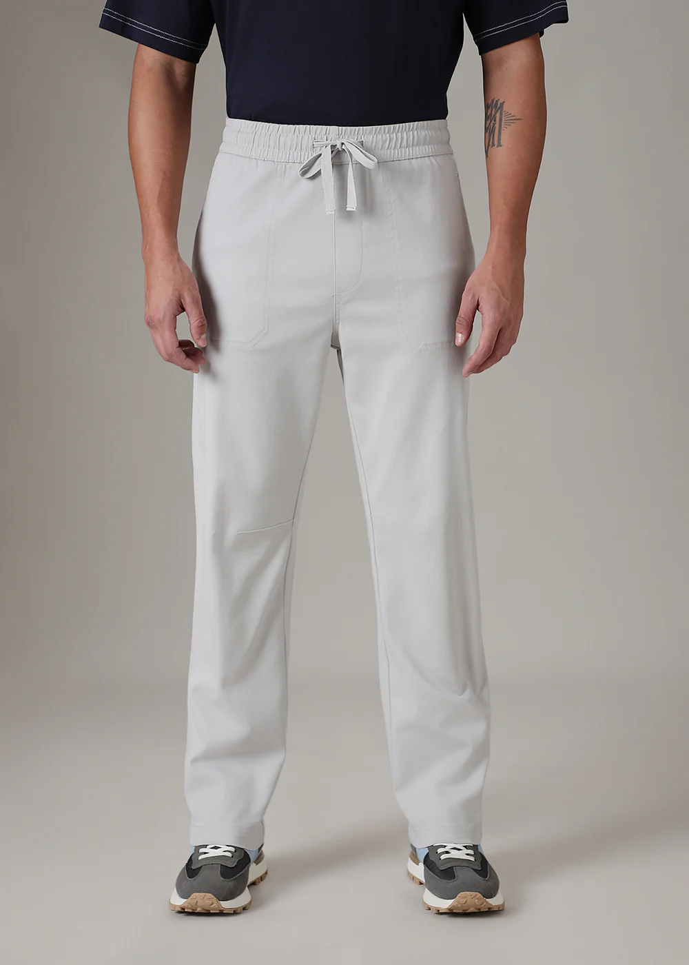 Grey Cotton Drawstring Pant - Image 3